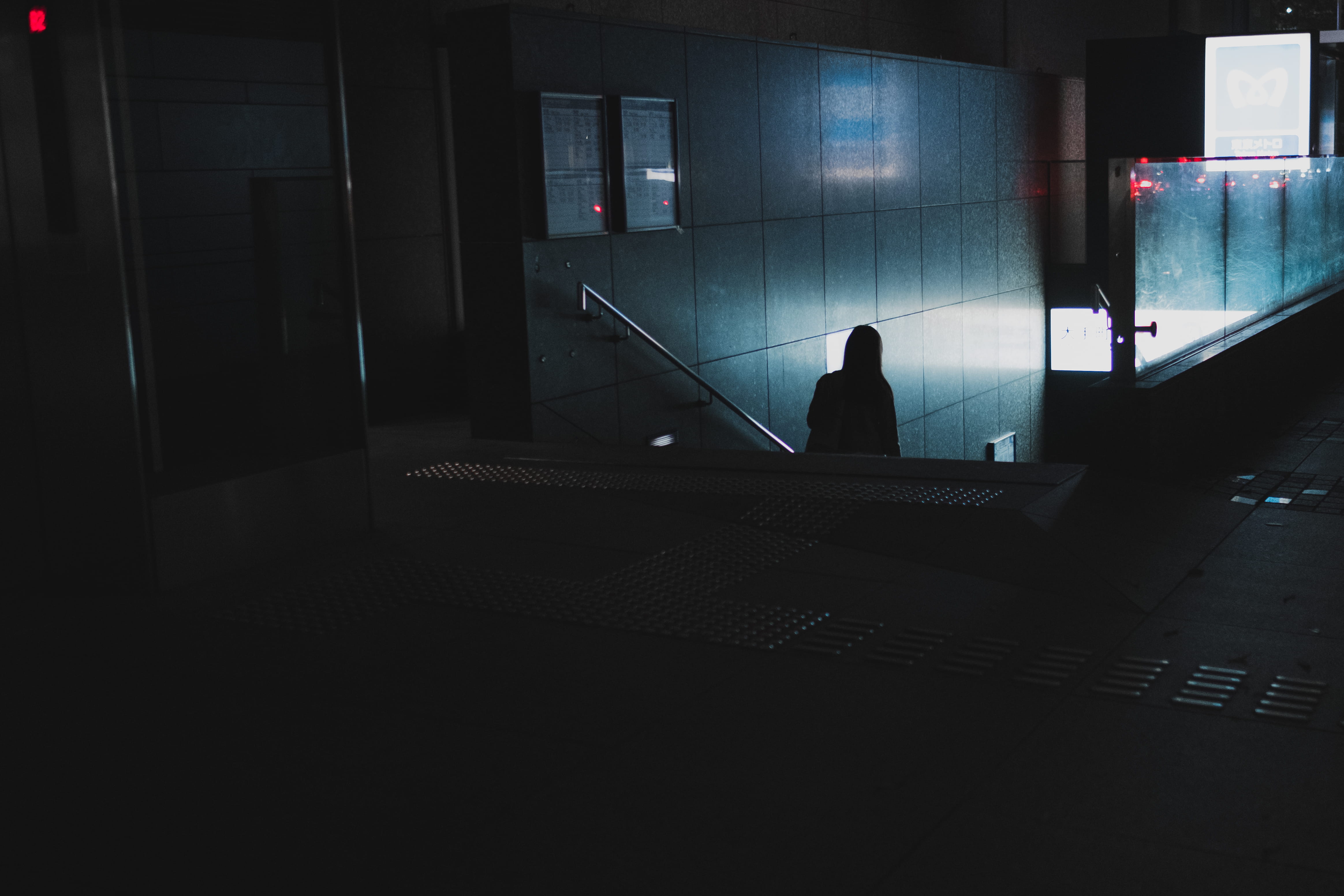 4K, sunlight, real people, shadow, lifestyles, women, day, full length, rear view, neon light, tokyo, men, adult, night, one person, building, sitting, HD Wallpaper