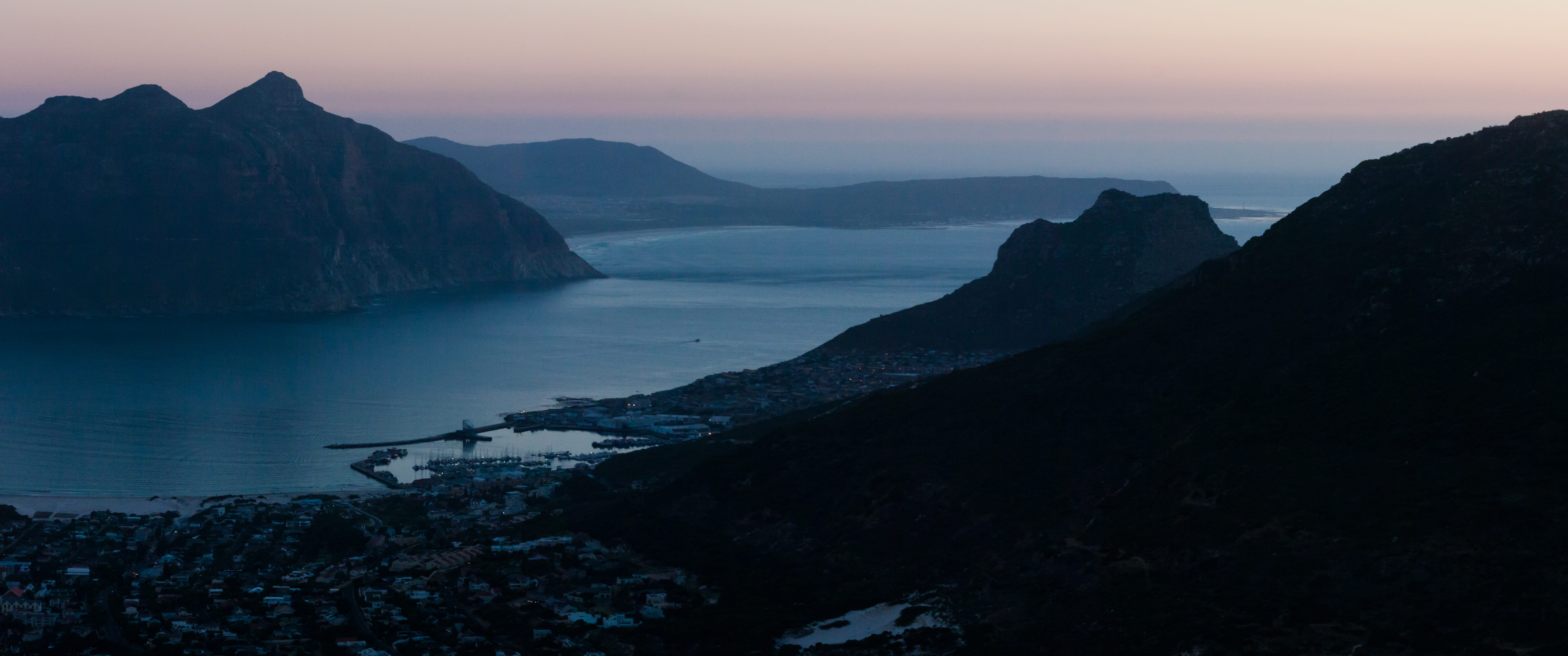 solid, land, blue, beauty in nature, sky, mountains, hout bay, idyllic, 5K, tranquil scene, scenics - nature, late evening, landscape, wide, village, environment, HD Wallpaper