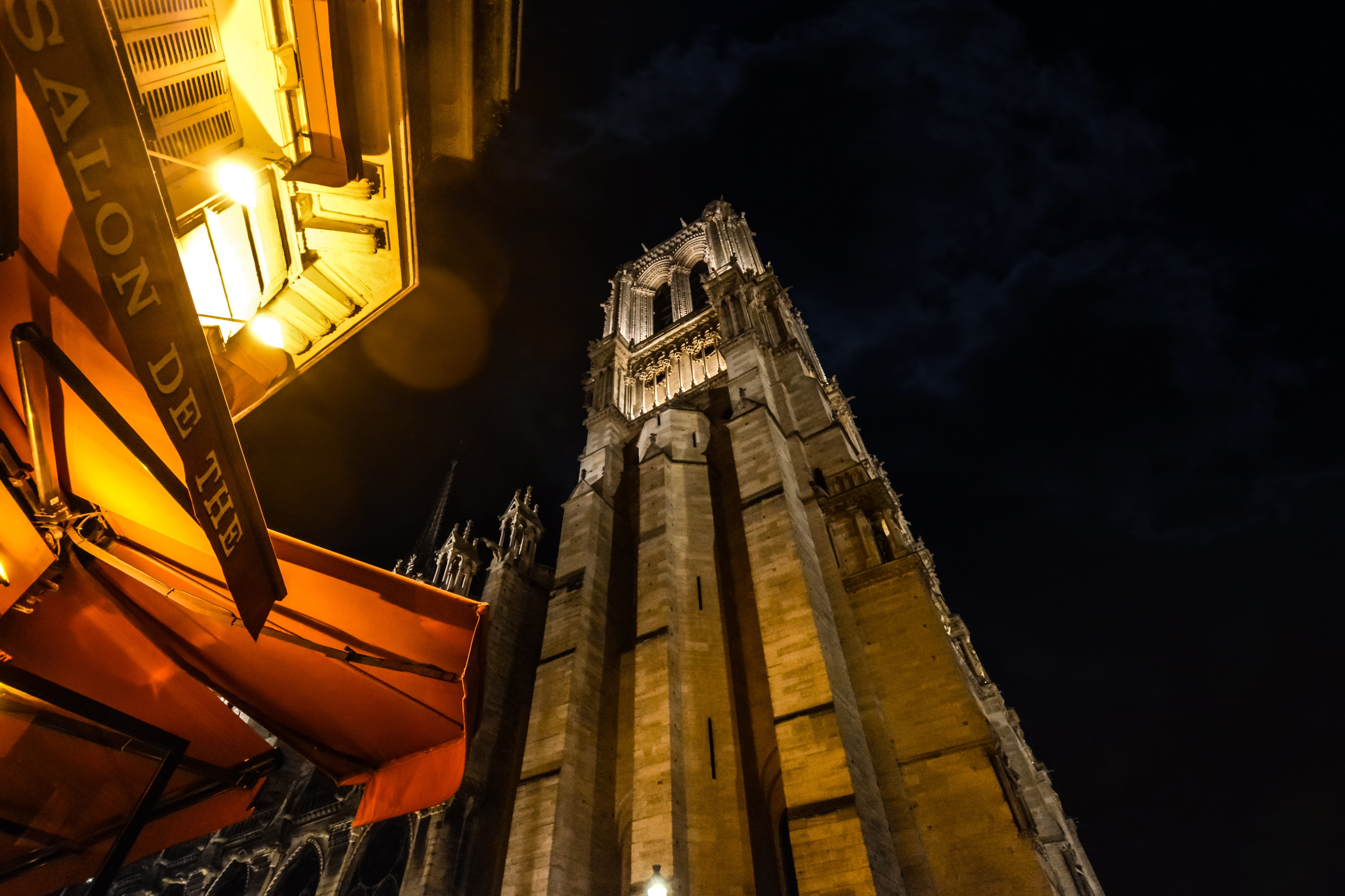 awning, belief, cafe, building exterior, the past, evening, illuminated, salon de the, landmark, travel, cathedral, building, europe, architecture, light, HD Wallpaper