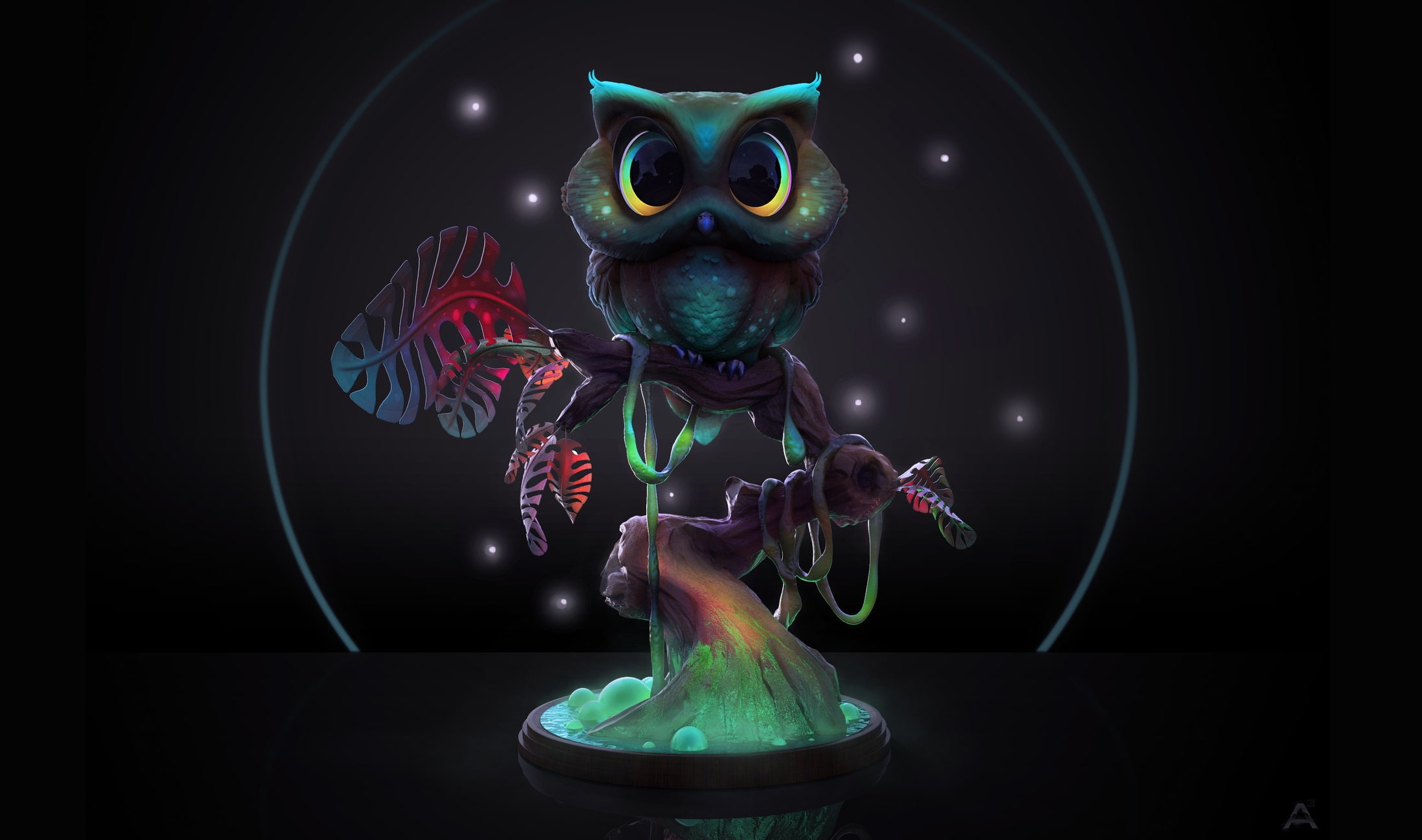 tree, owl, Ashley A. Adams, Midnight Owl, 1080P, night, HD Wallpaper