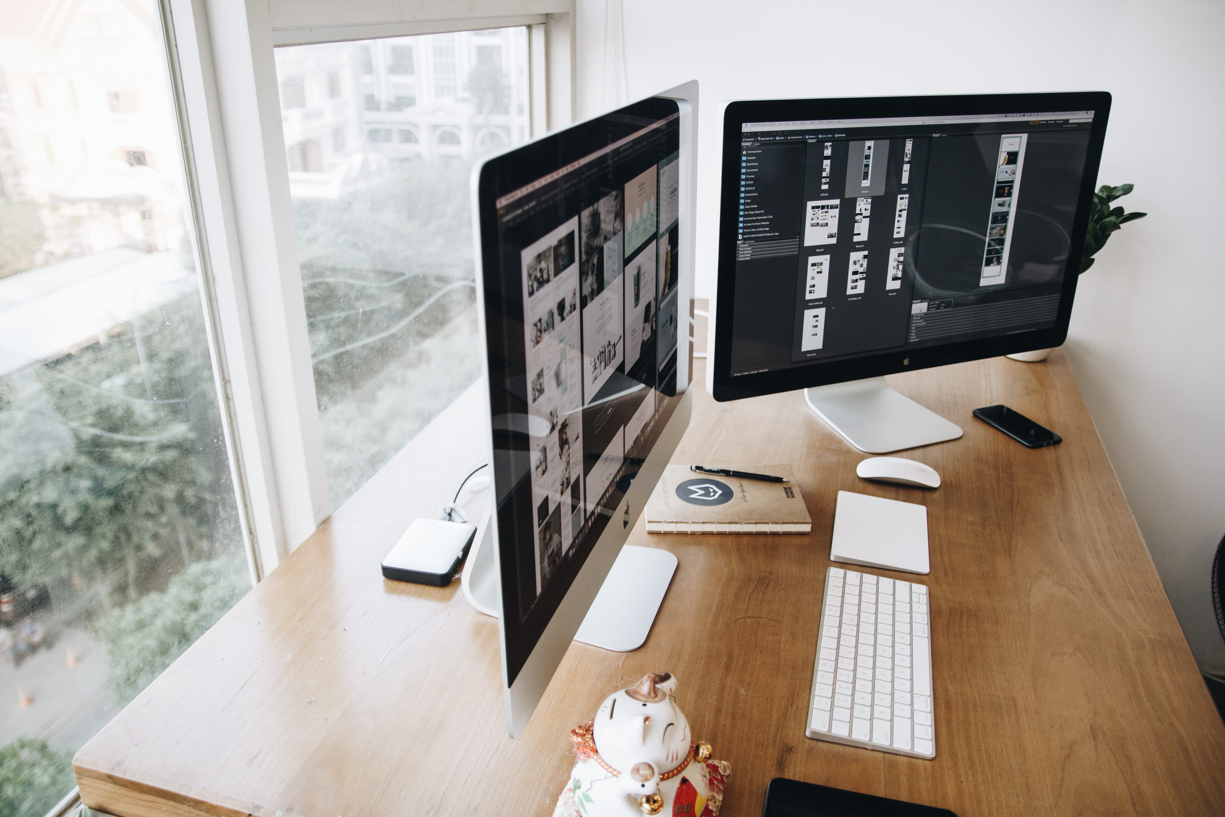 mouse, window, wireless technology, 5K, keyboard, communication, transparent, displays, imac, day, office, computer, screens, apple, home interior, apartment, HD Wallpaper