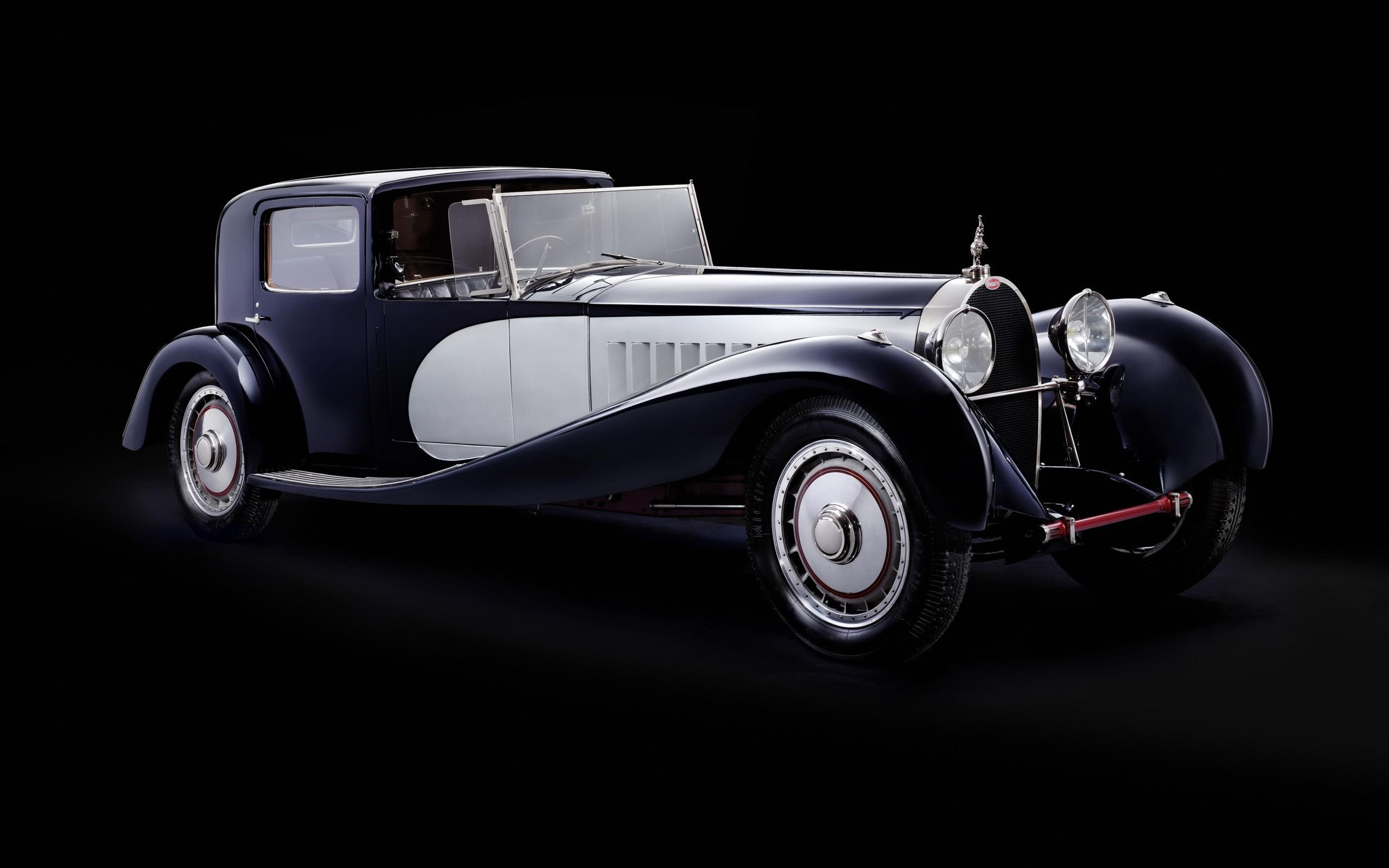 2K, white, black, 1932, type, bugatti, cars, vintage, car, royale, HD Wallpaper