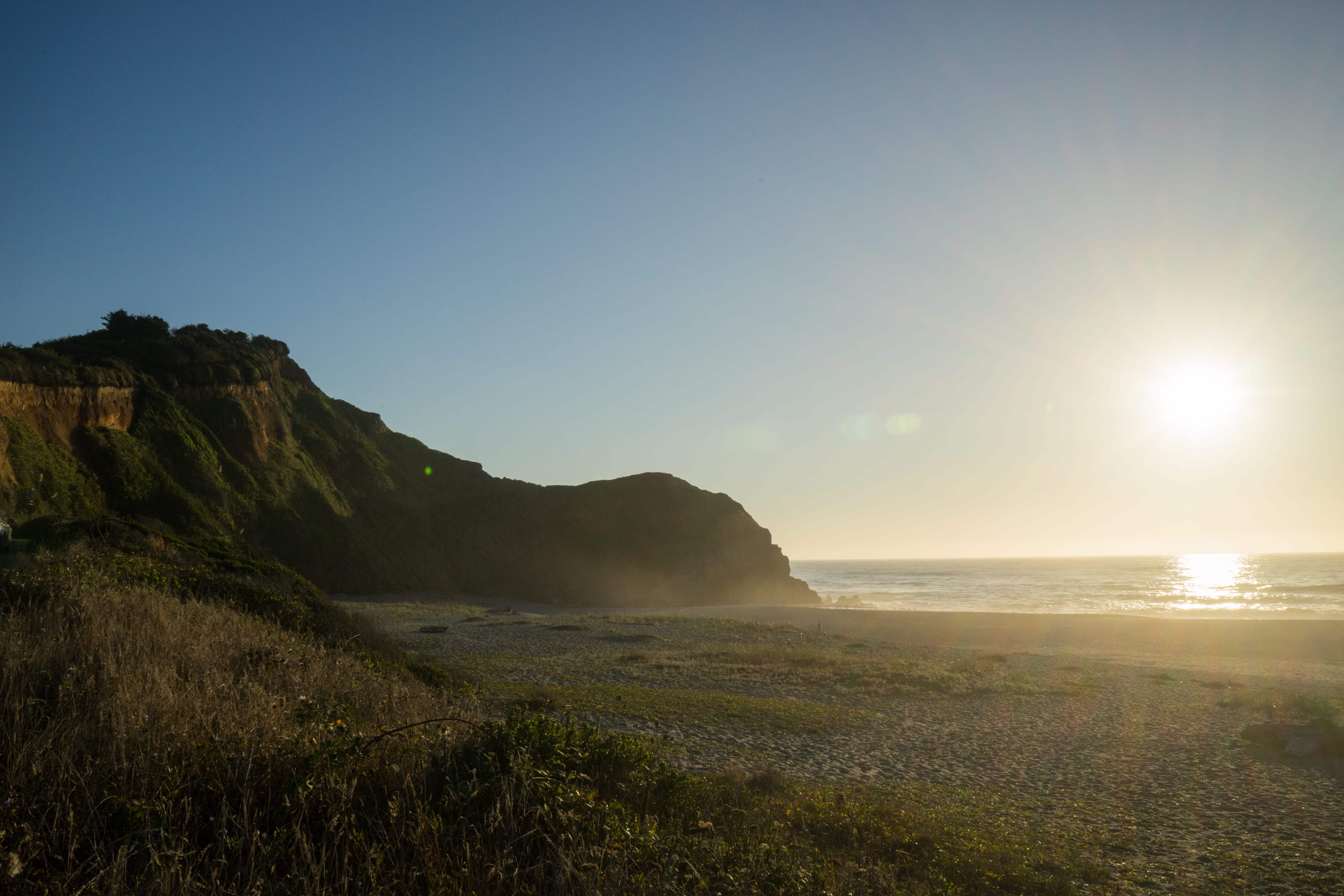 reflections, beauty in nature, land, sunset, sun, california, scenics - nature, bright, cliffs, tranquil scene, outdoors, copy space, adventure, idyllic, HD Wallpaper