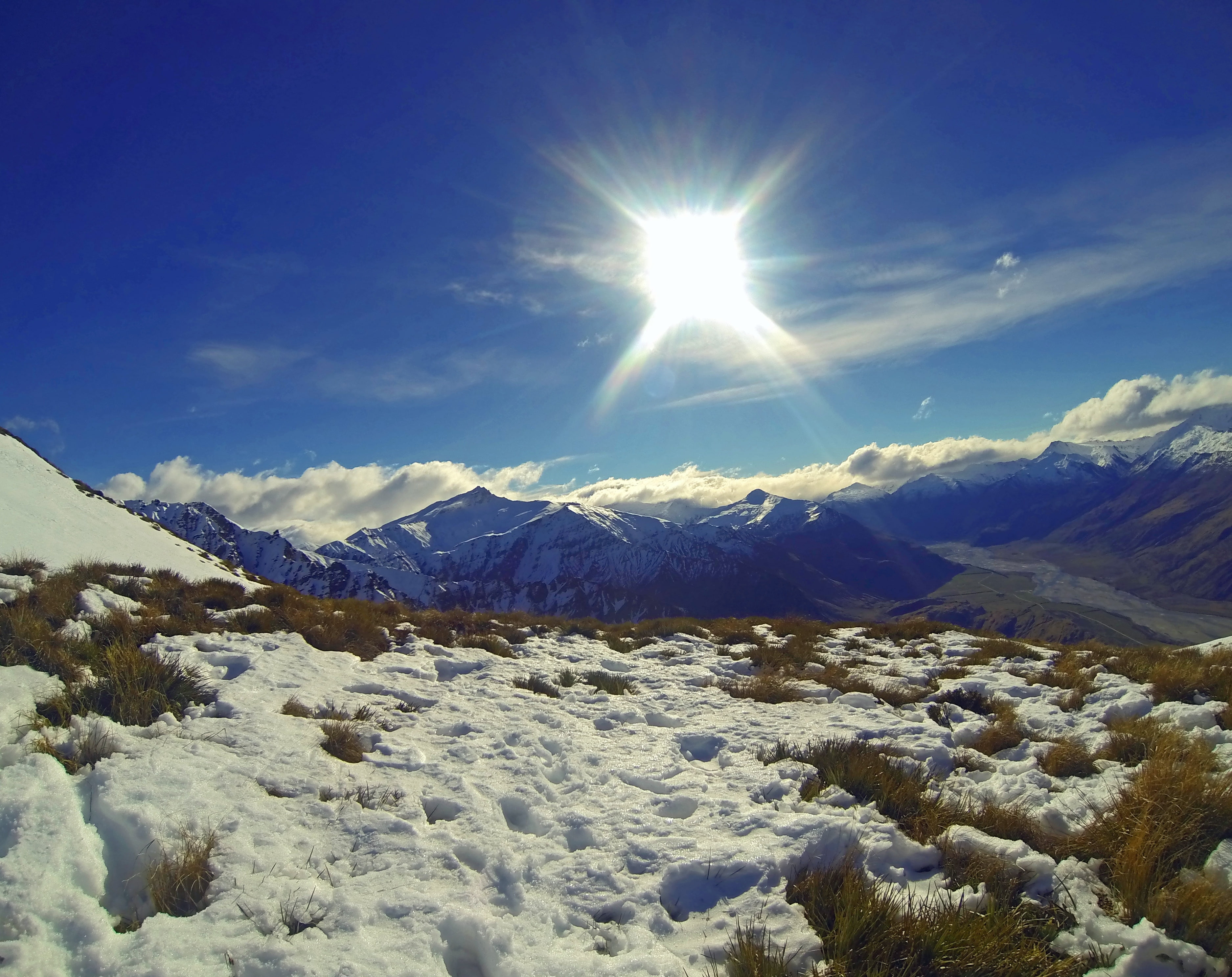 tranquility, scenic, day, non-urban scene, landscape, Mountains, winter, sunlight, snapshot, view, sunbeam, environment, bright, beauty in nature, lens flare, HD Wallpaper