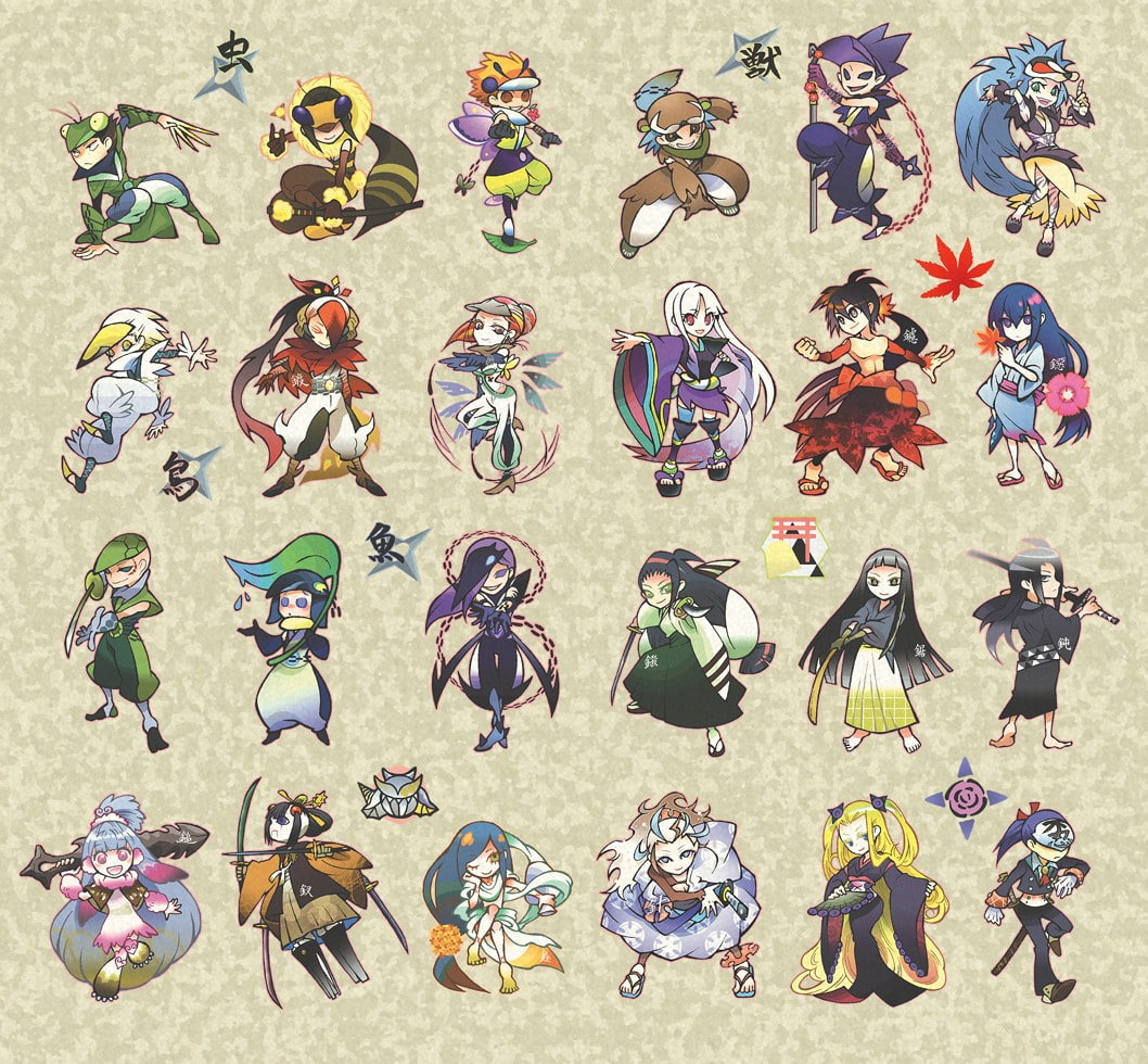 multi colored, Katanagatari, collection, female likeness, anime, 480P, high angle view, male likeness, variation, creativity, indoors, human representation, HD Wallpaper