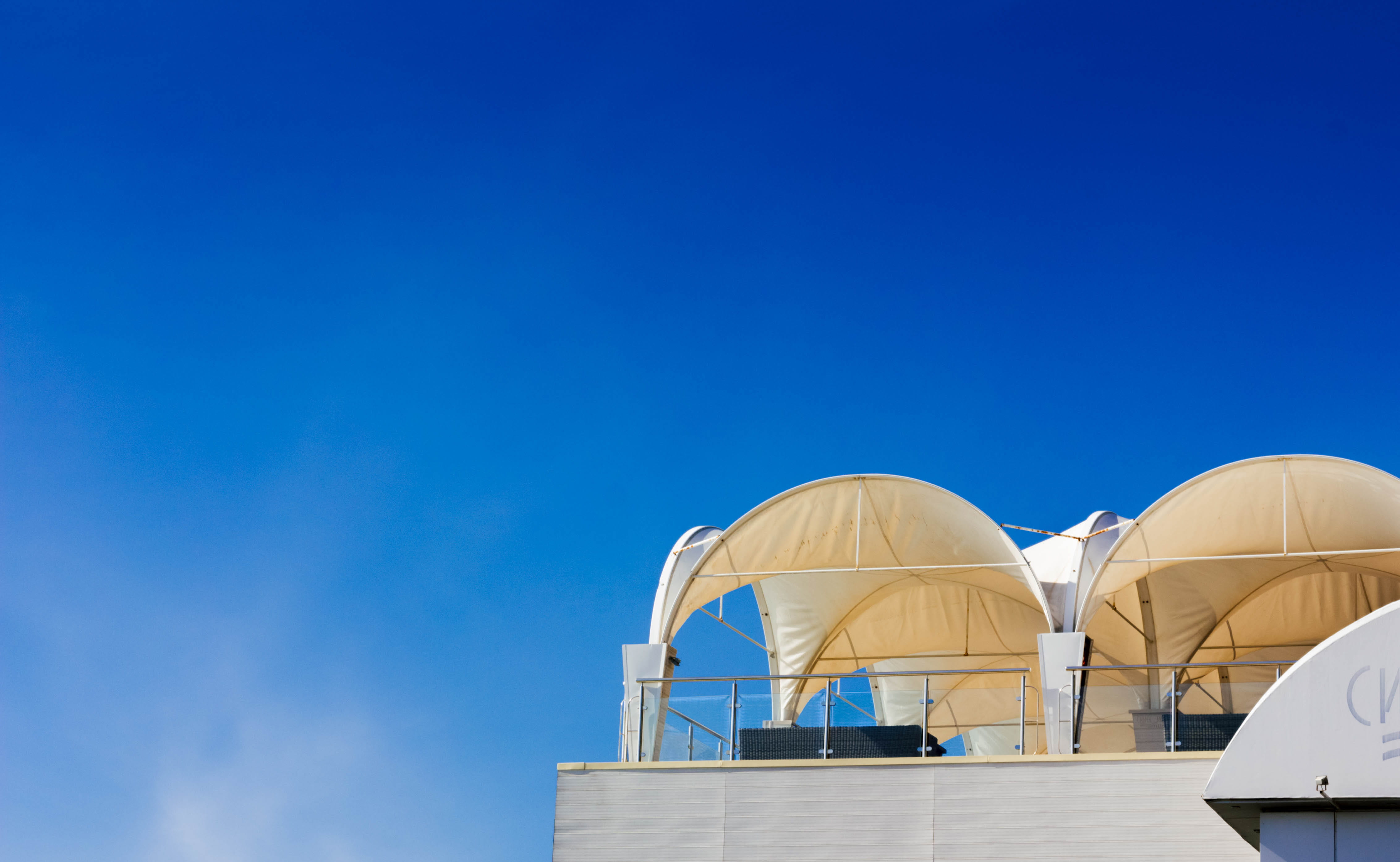 brown, travel destinations, rail, modern, white, blue, day, concrete, roof, outdoors, sky, travel, architecture, two, dome, building exterior, no people, HD Wallpaper
