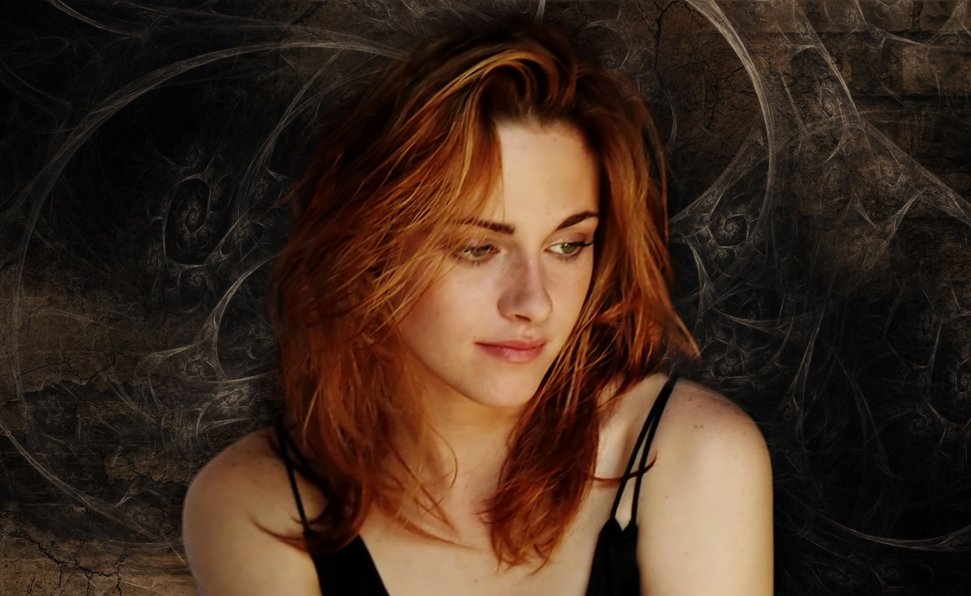 portrait, stewart, headshot, Female celebrities, woman, beauty, 1080P, young adult, strap, actress, Kristen Stewart, lifestyles, spaghetti, brown hair, HD Wallpaper