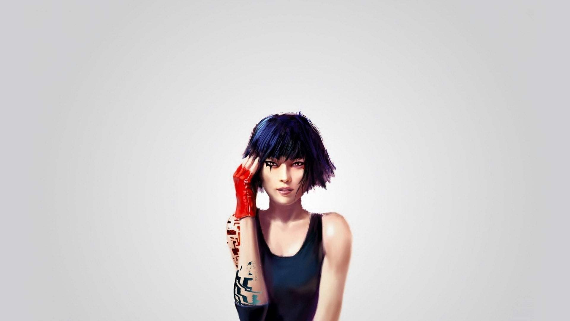 young women, Mirrors Edge, bangs, portrait, white background, beauty, one person, dyed hair, fashion, studio shot, hairstyle, front view, young adult, dyed red hair, HD Wallpaper