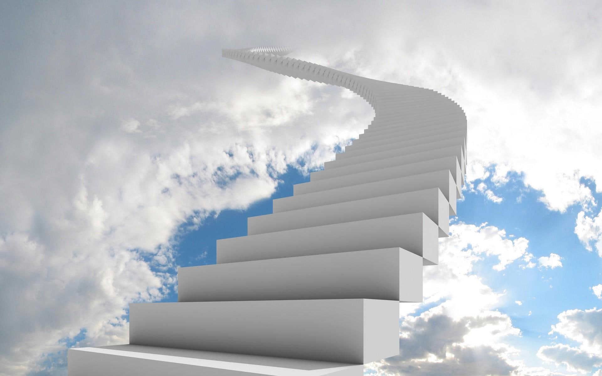 clouds, nature and landscapes, 1080P, stairways, skyscape, HD Wallpaper