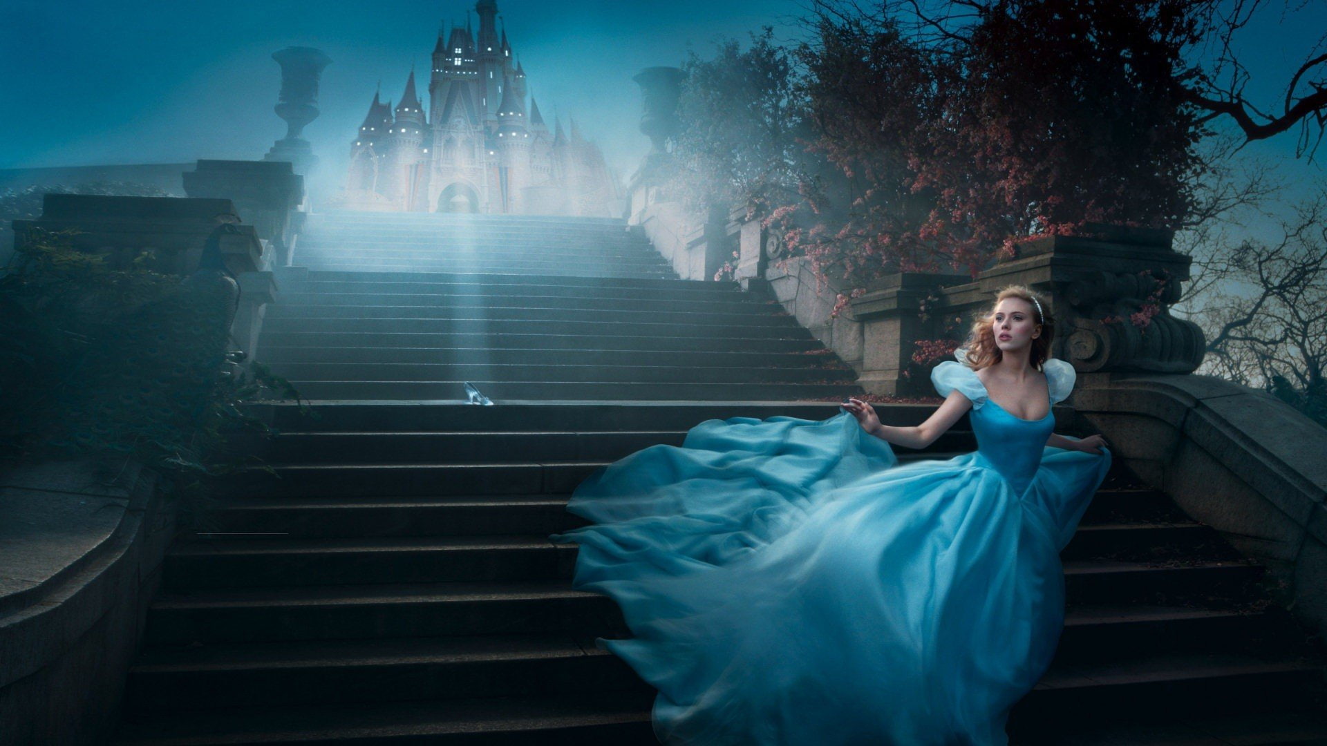cinderella, stairways, women, leibovitz, 1080P, johansson, models, scarlett, annie, blondes, HD Wallpaper