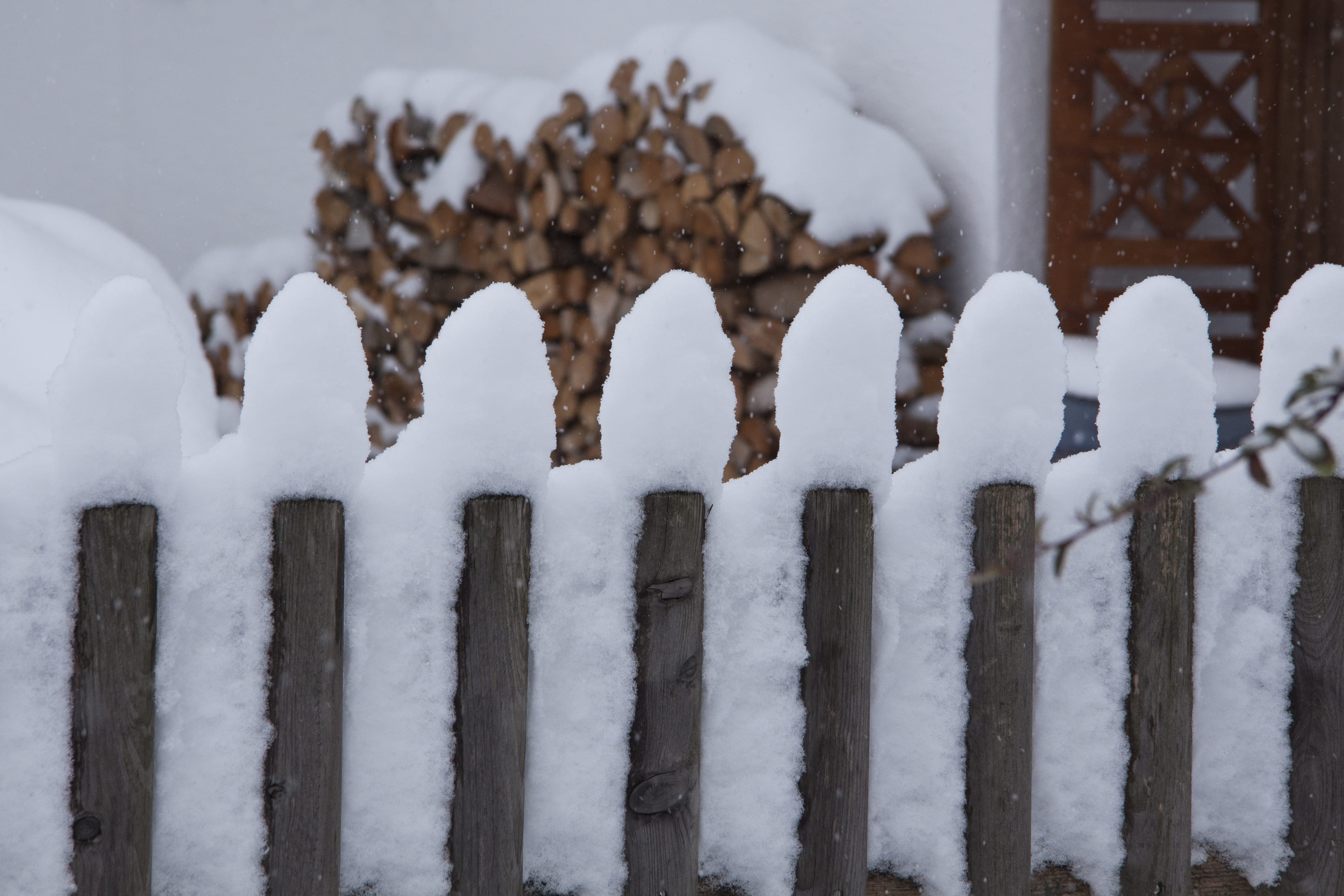 day, wood - material, winter blast, focus on foreground, fence slats, cold temperature, no people, snowing, tranquility, frost, outdoors, snow caps, snow, HD Wallpaper