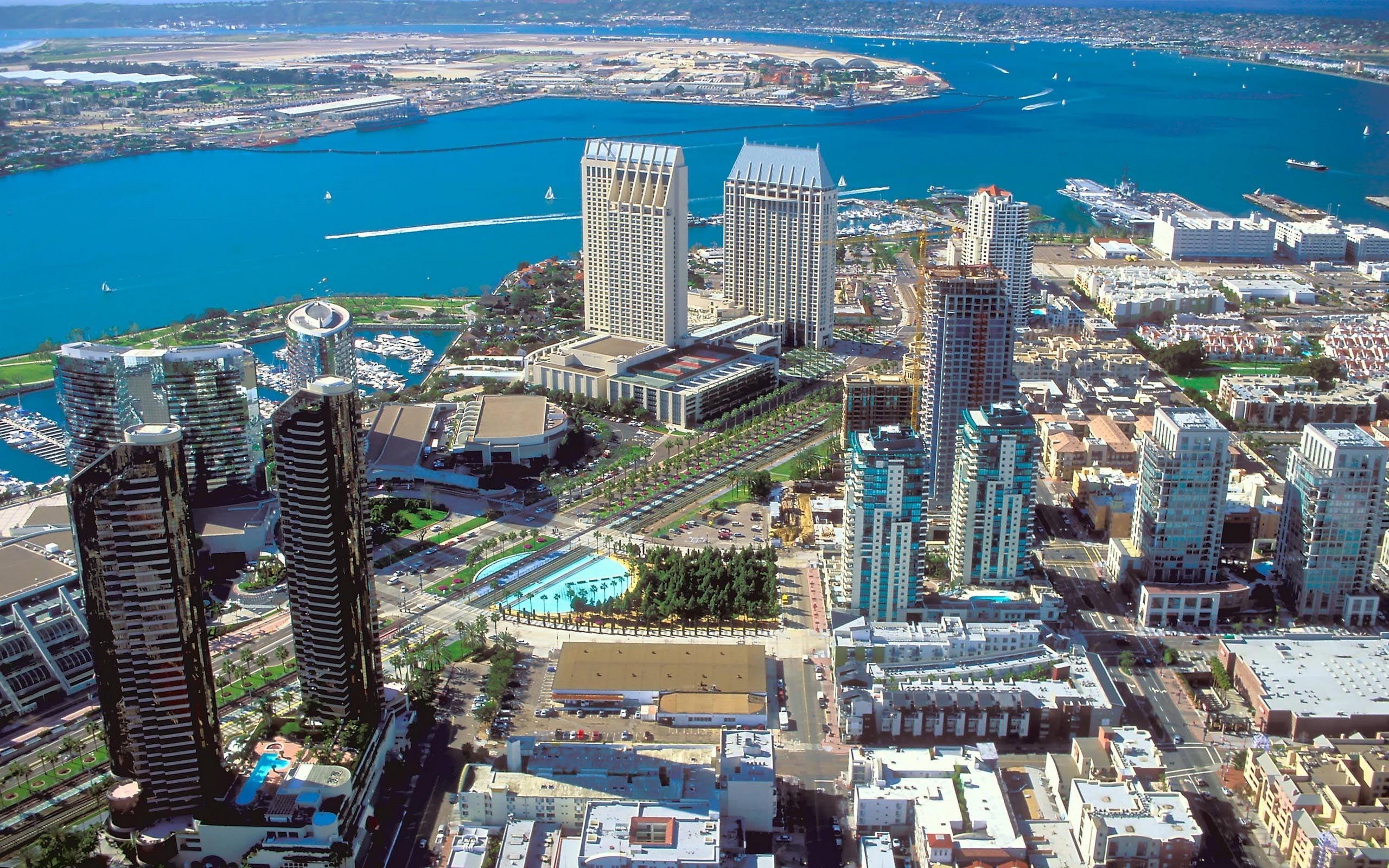 aerial View, sky, top view, skyscraper, nature, outdoors, building, panoramic, tower, crowded, city, nautical Vessel, office, built Structure, water, travel, HD Wallpaper
