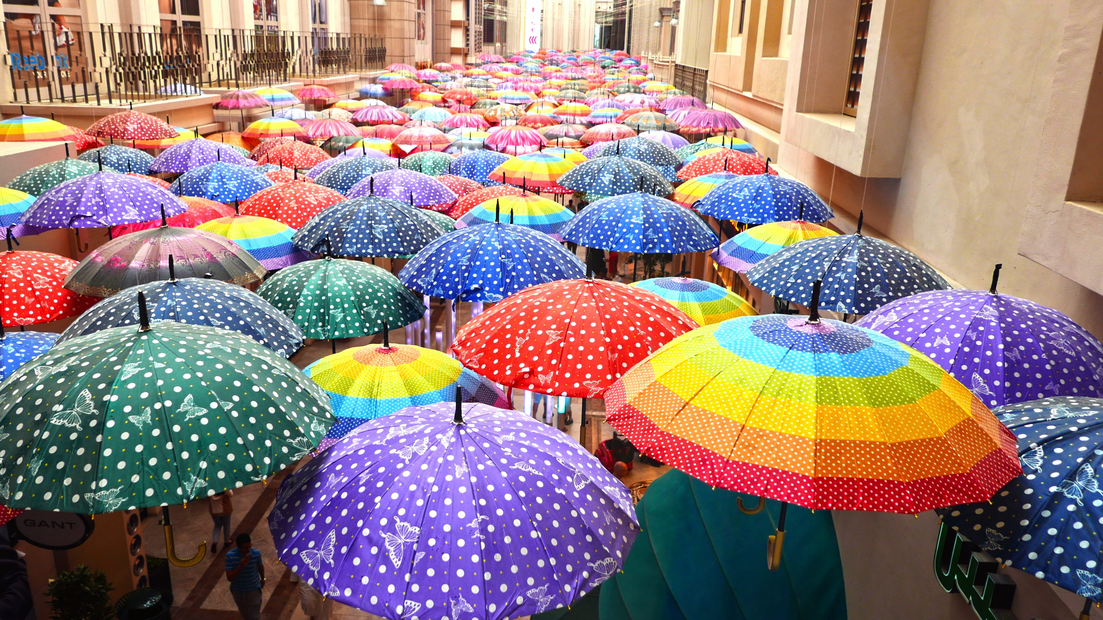 incidental people, retail display, umbrella, floral pattern, decoration, assorted, day, security, colors, sight, adult, protection, outdoors, multi colored, HD Wallpaper