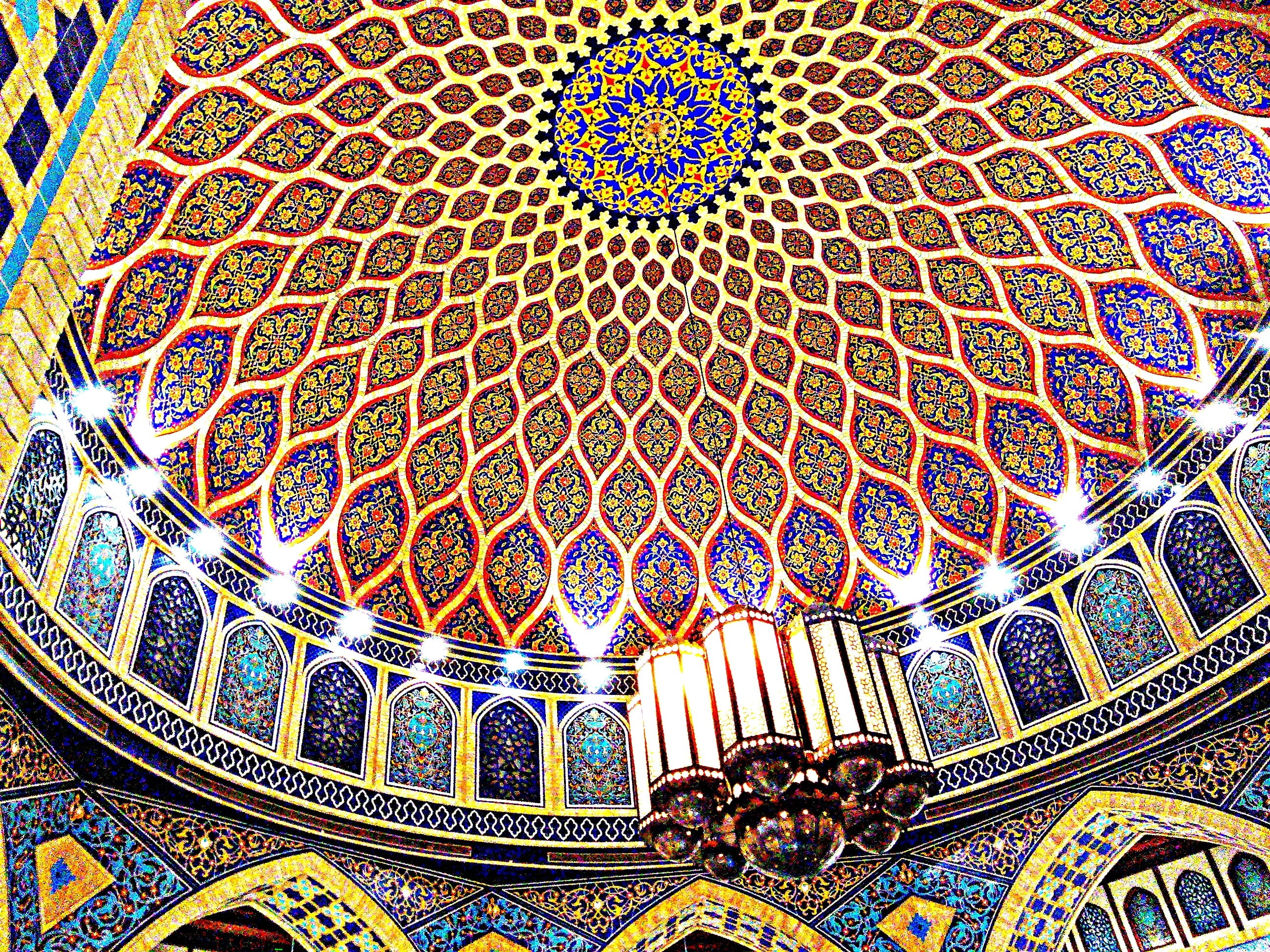 united, architecture, art and craft, spirituality, built structure, belief, 2K, indoors, no people, dome, pattern, low angle view, mural, place of worship, HD Wallpaper