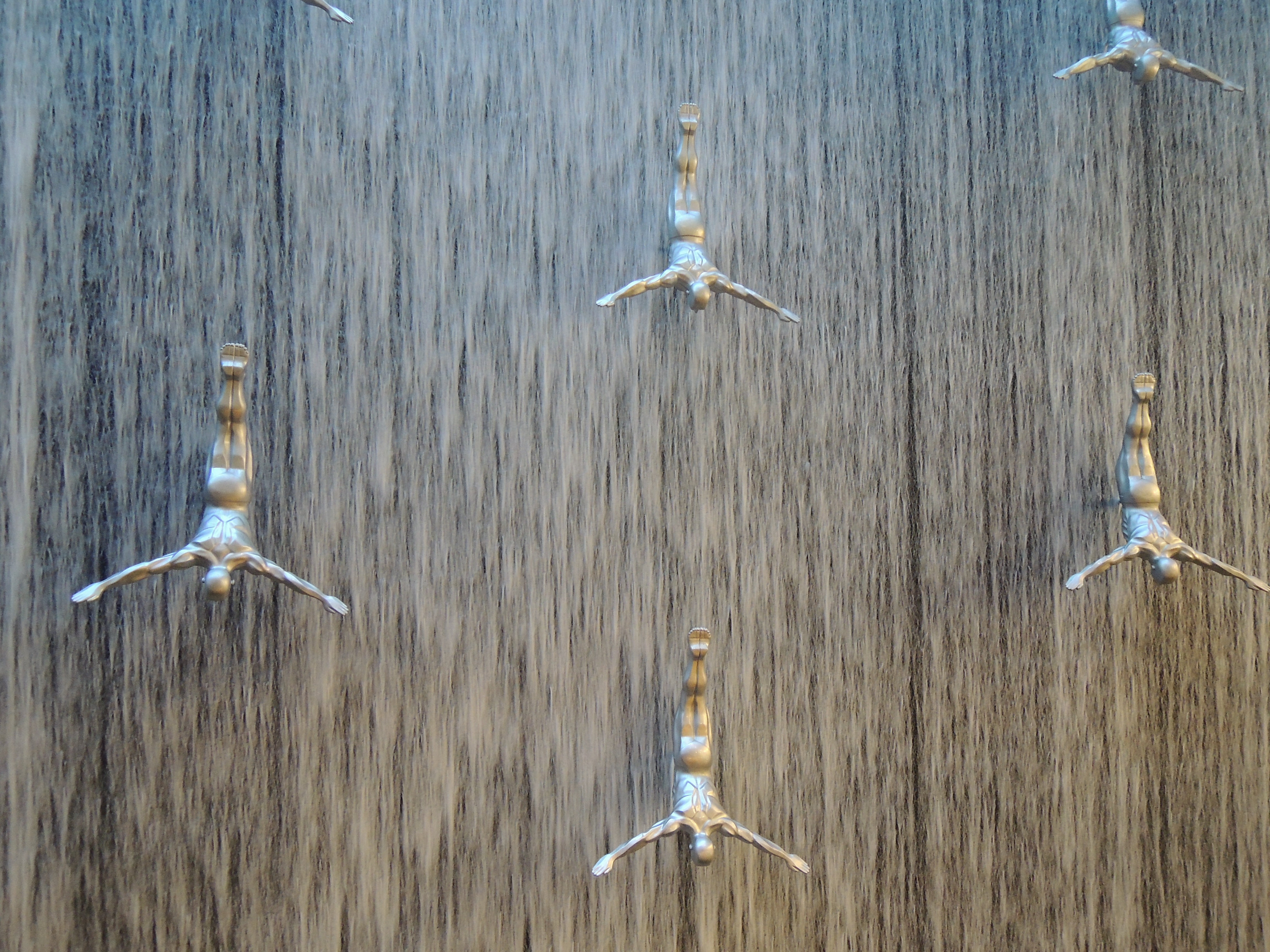water, directly above, group of animals, hanging, jump, dubai mall, animal themes, vertebrate, bird, no people, image, waterfall, animal, emirate, uae, HD Wallpaper