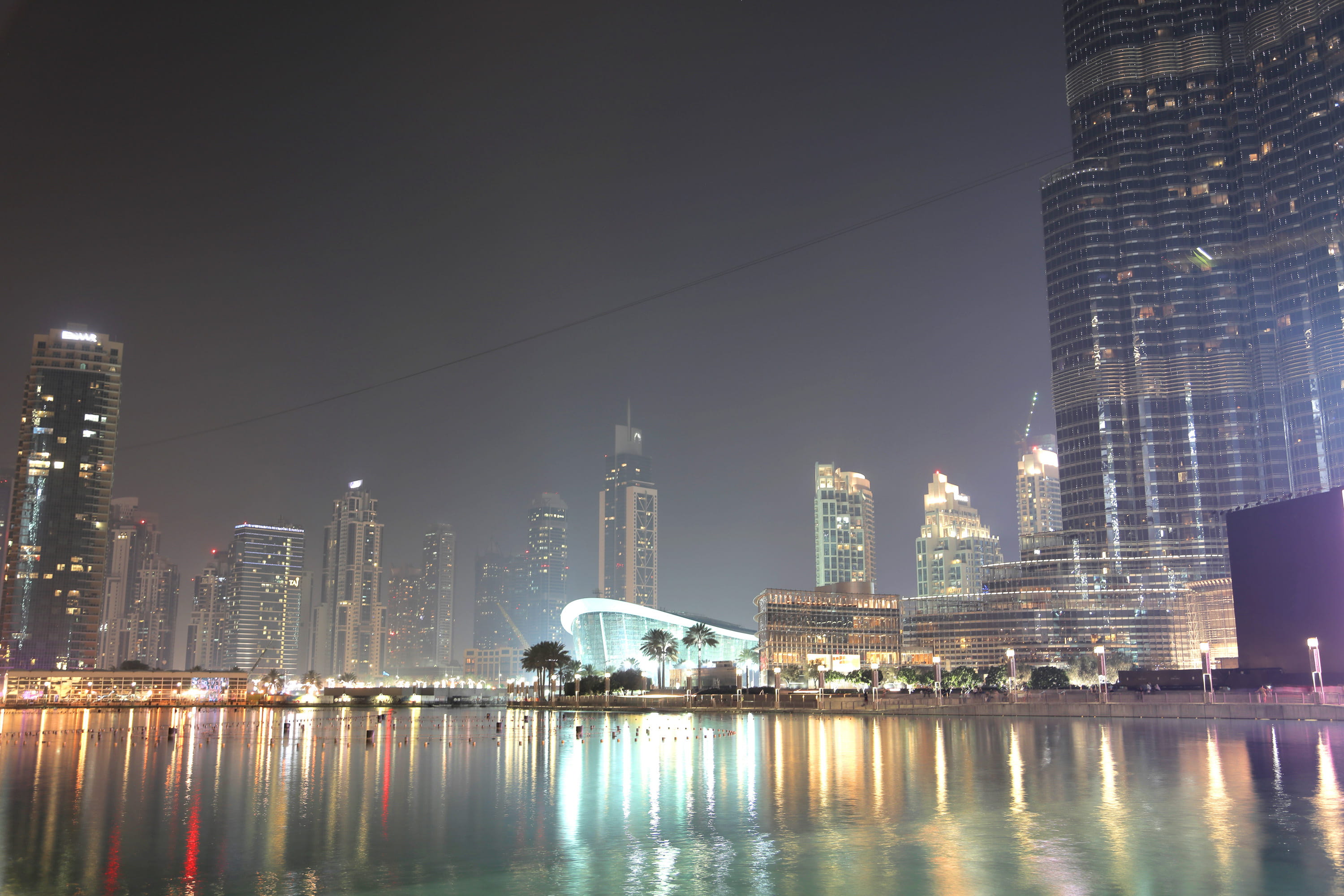 landscape, urban skyline, landmark, modern, cityscape, no people, khalifa, reflection, water, nightlife, beautiful, outdoors, architecture, emirates, middle, HD Wallpaper