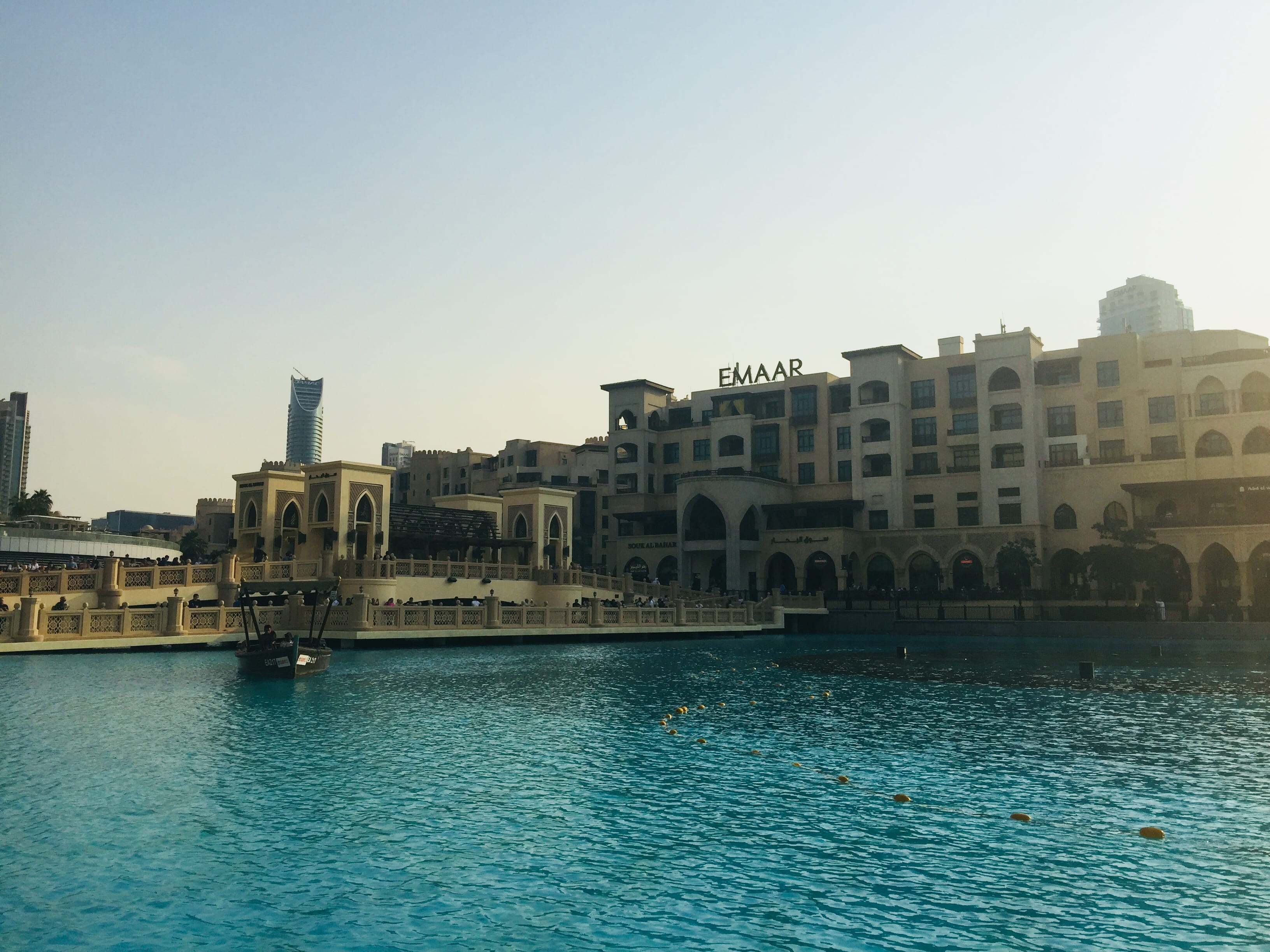 water, building exterior, dxb, fountain, bridge, nature, emaar, sky, day, outdoors, no people, travel destinations, dubai mall, mode of transportation, HD Wallpaper
