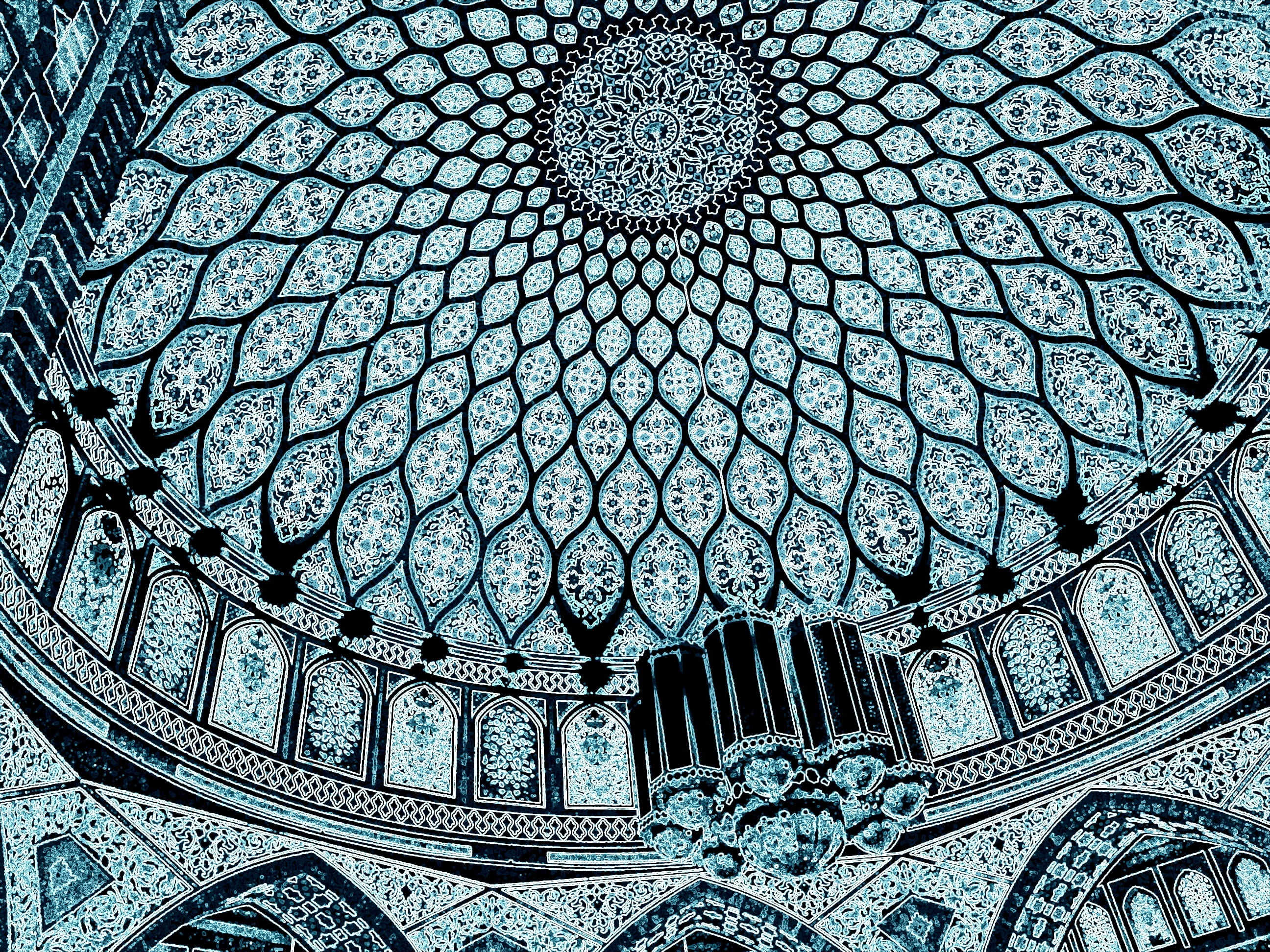 creativity, ibn battuta, architecture and art, dome, cupola, black, blue, sightseeing, place of worship, belief, ceiling, mall, indoors, structure, neon, HD Wallpaper
