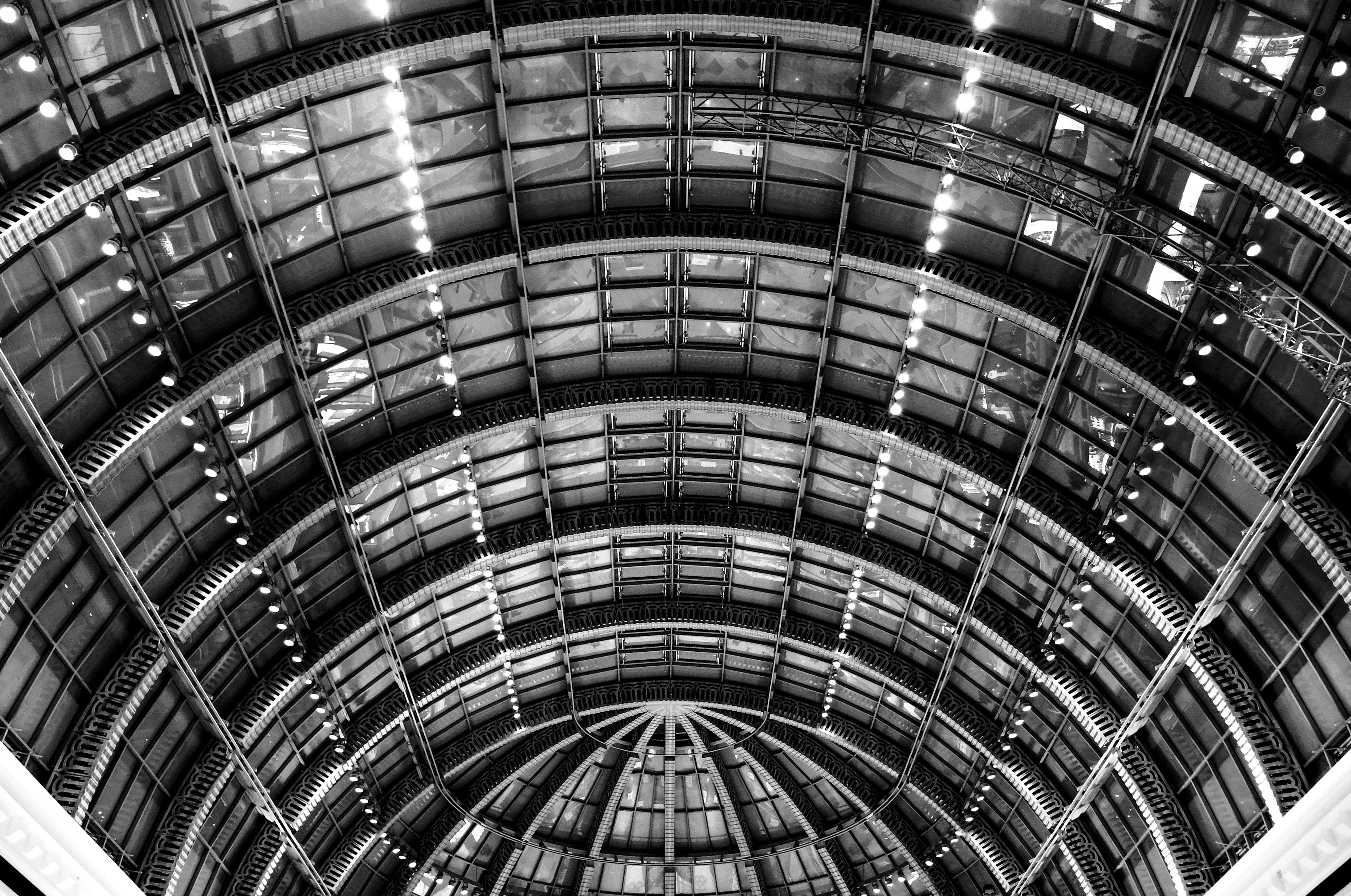 art, city, full frame, backgrounds, futuristic, metal, glass - material, travel, illuminated, architectural feature, ceiling, repetition, indoors, expression, HD Wallpaper