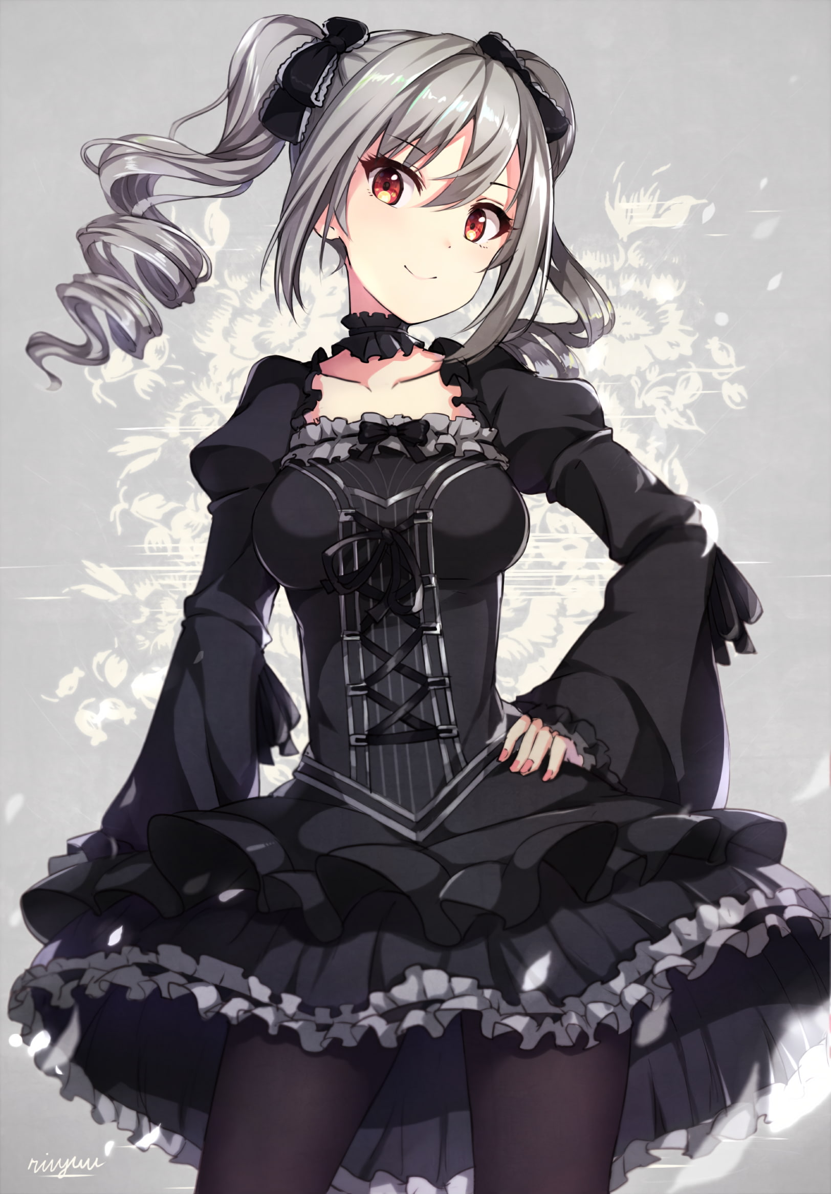 gray hair, long hair, anime girls, red eyes, anime, 1080P, Kanzaki Ranko, Phone HD Wallpaper