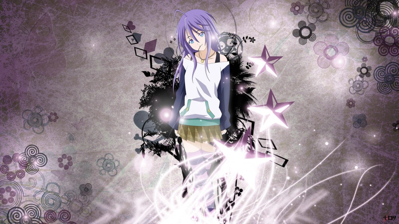 pattern, illuminated, floral pattern, Rosario + Vampire, celebration, high angle view, directly above, female likeness, representation, purple, human representation, HD Wallpaper