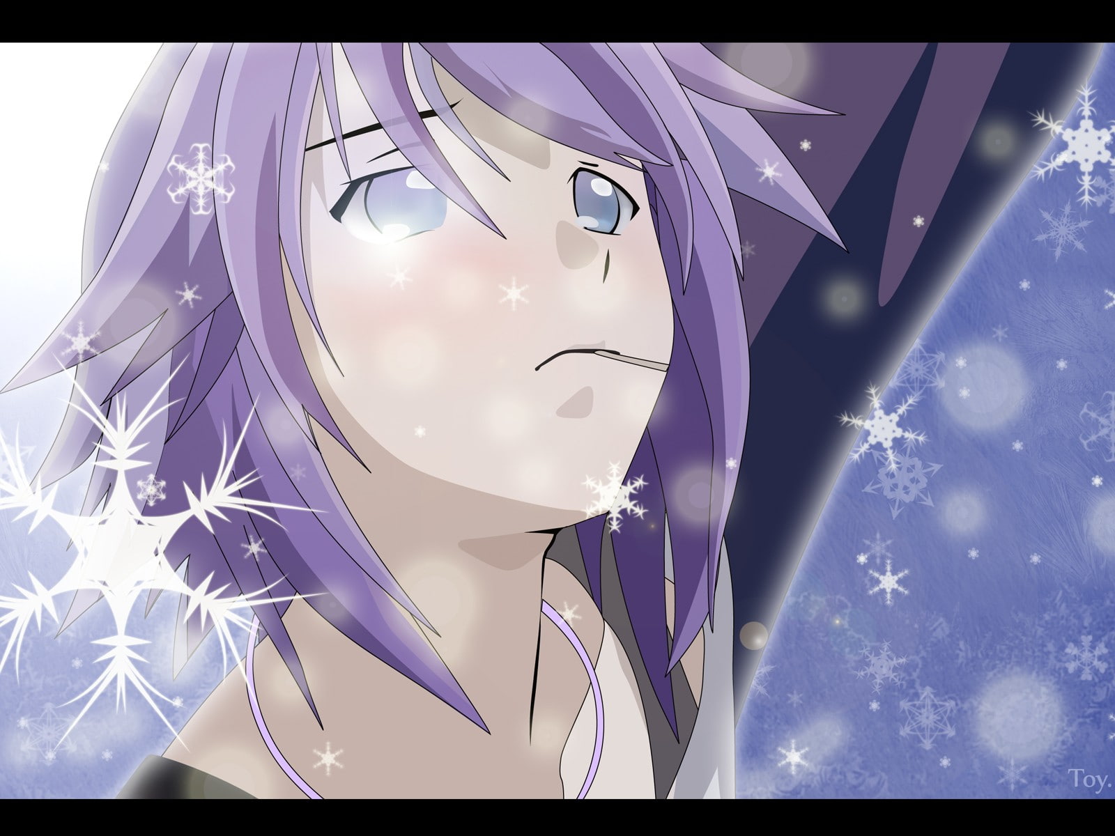 lighting equipment, anime, day, close-up, nature, purple, outdoors, low angle view, representation, blue, 720P, human representation, creativity, transfer print, HD Wallpaper