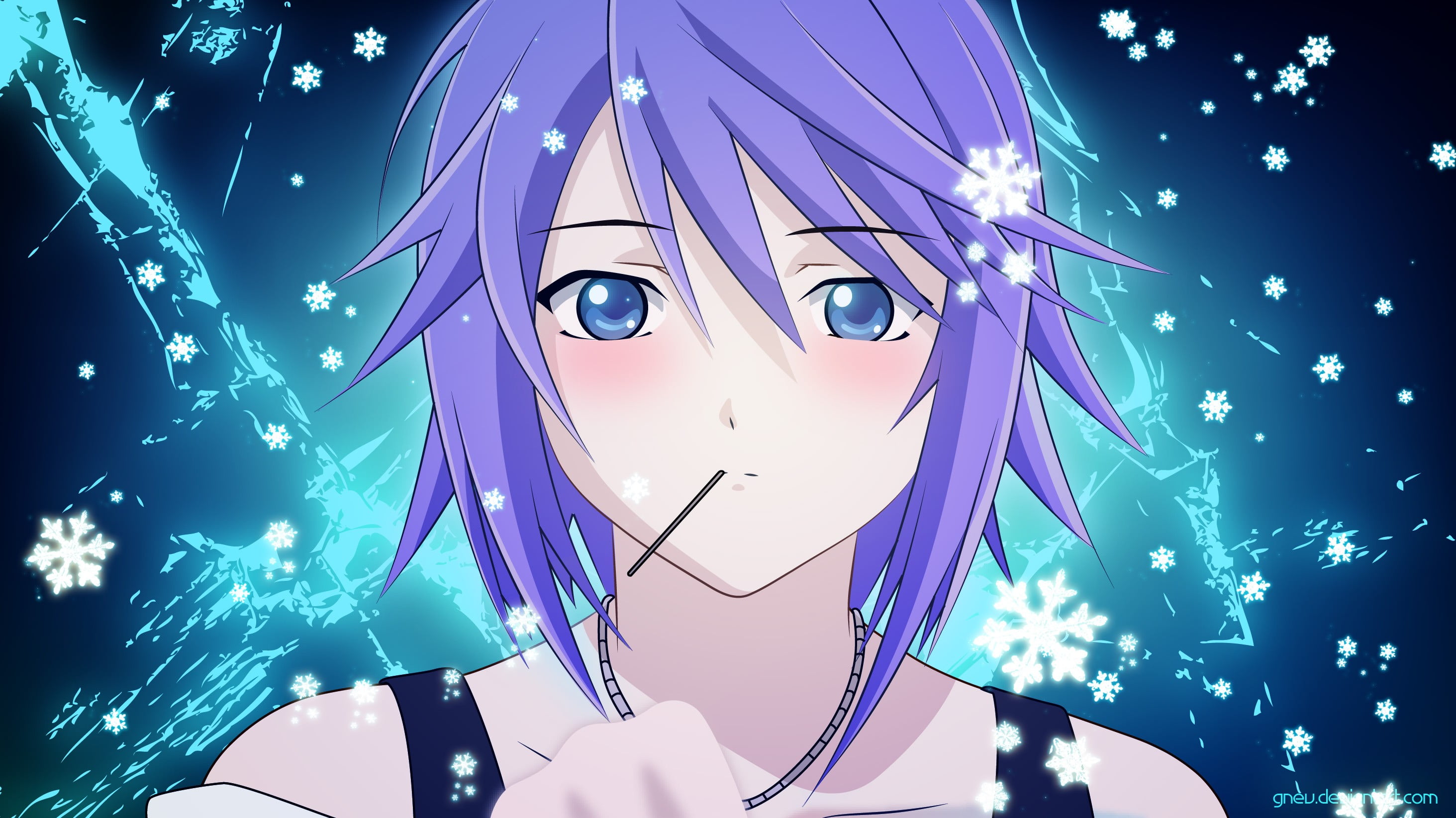 body part, Rosario + Vampire, blue, sky, illuminated, young women, human face, anime girls, tree, close-up, one person, low angle view, young adult, front view, HD Wallpaper