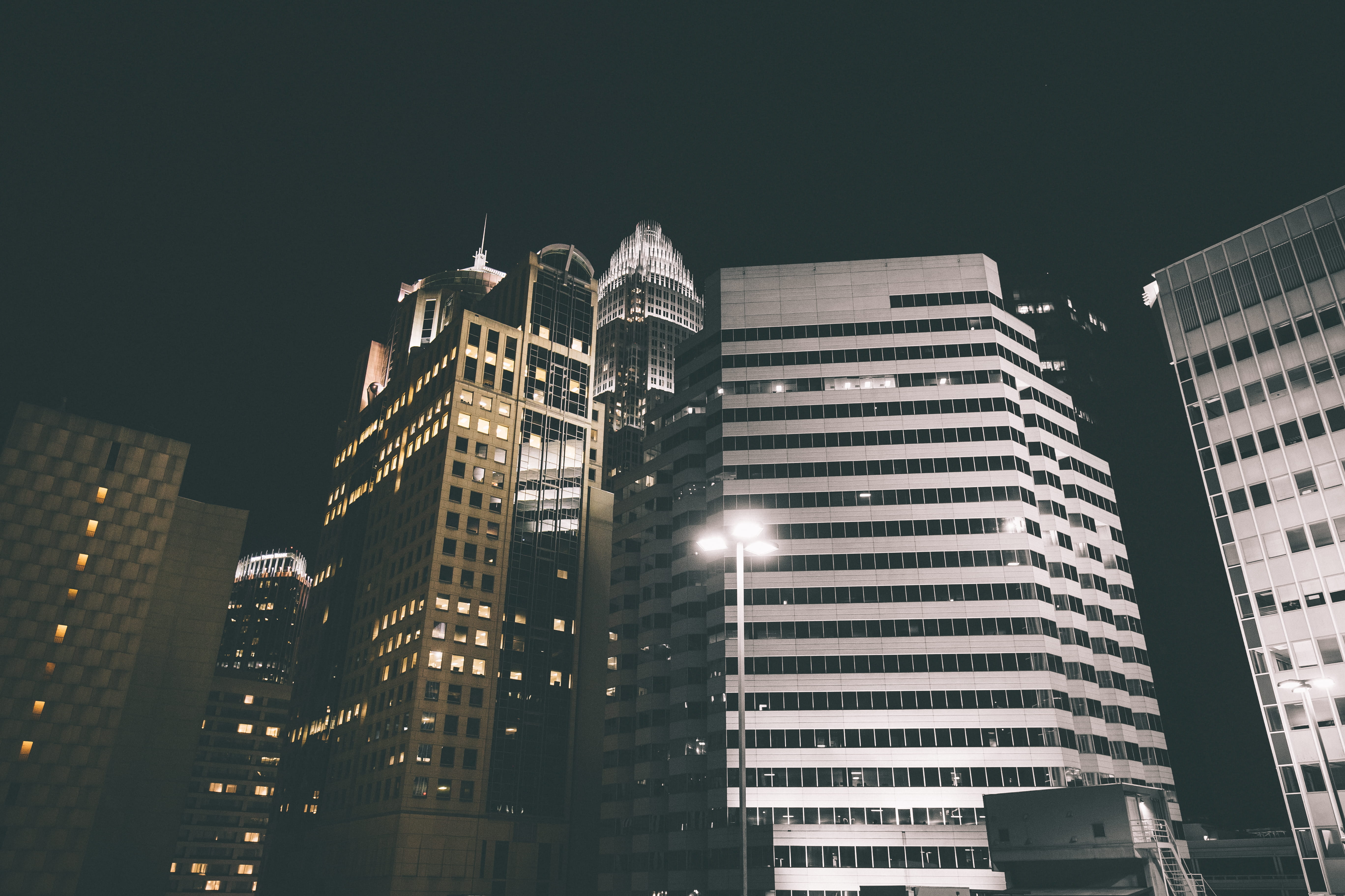 modern, carolina, night, built Structure, financial District, building Exterior, angle, office Building, downtown District, clt, 704, new York City, tall - High, HD Wallpaper