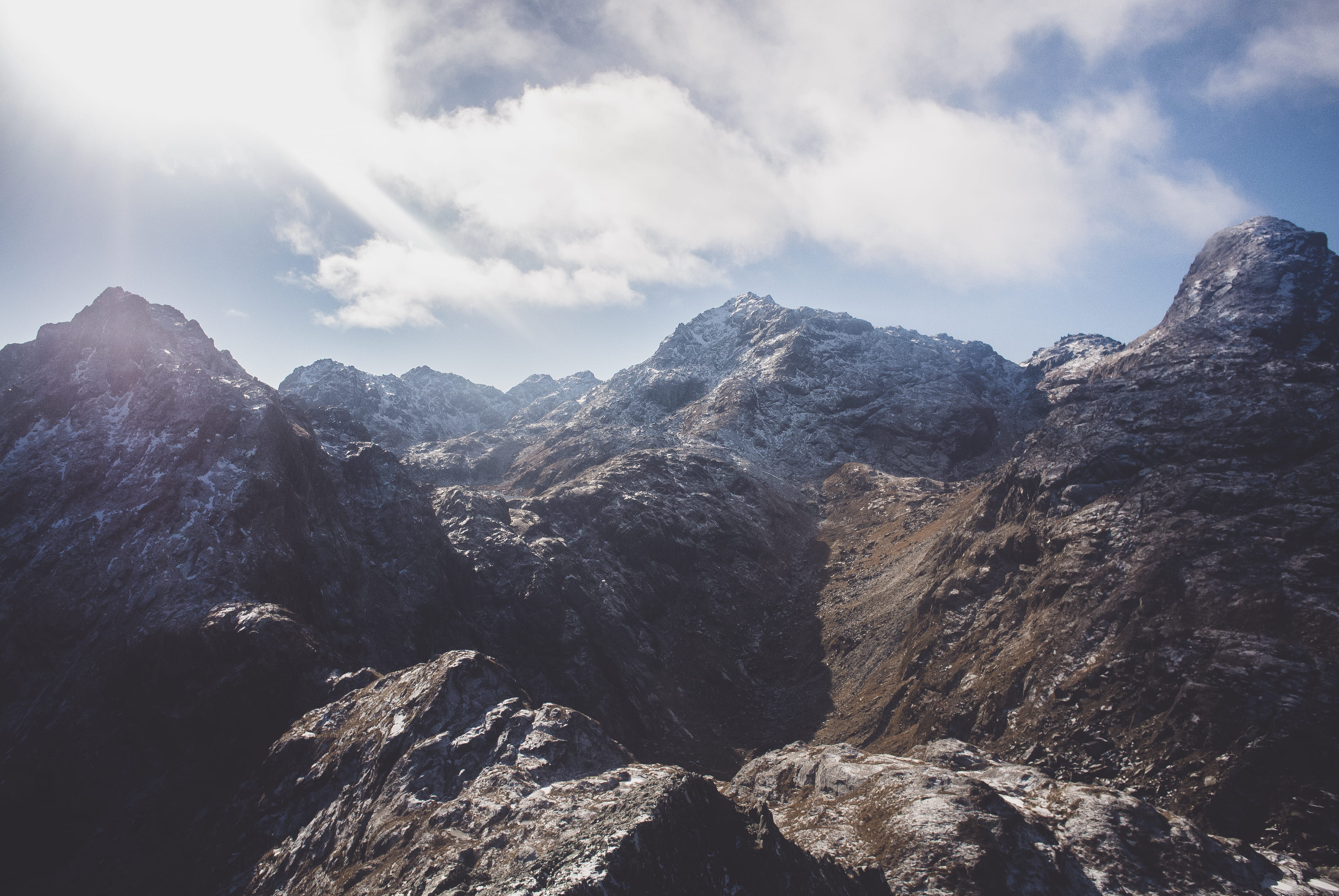gras, nz, landscape, day, cloud - sky, mountain peak, 4K, high, new zealand, tranquility, track, lake, formation, snow, no people, travel, nature, rock, HD Wallpaper
