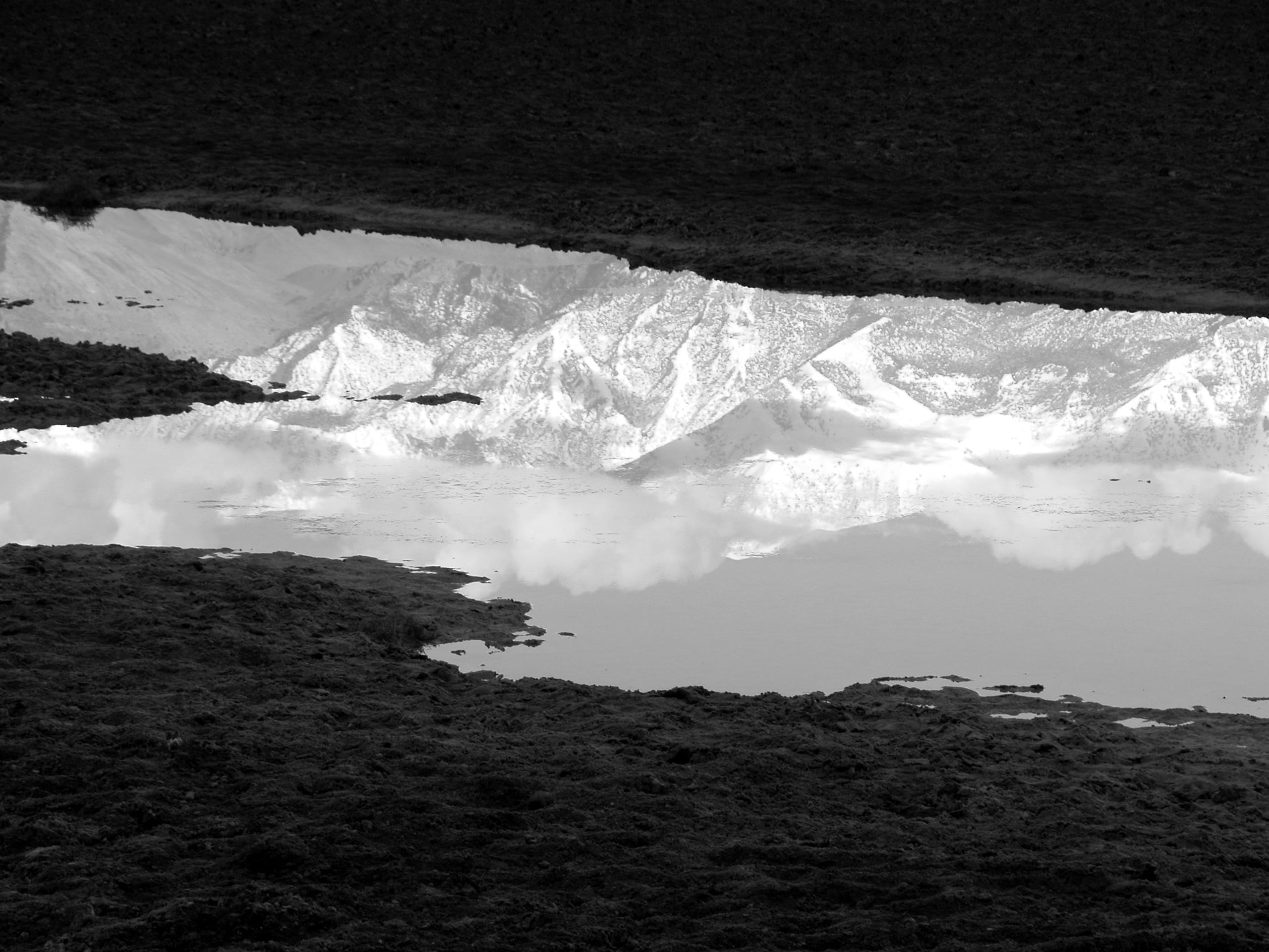 b and w, cold temperature, lake, tranquil scene, mountians, day, scenics - nature, death valley national park, tranquility, badwater basin, idyllic, united states, HD Wallpaper