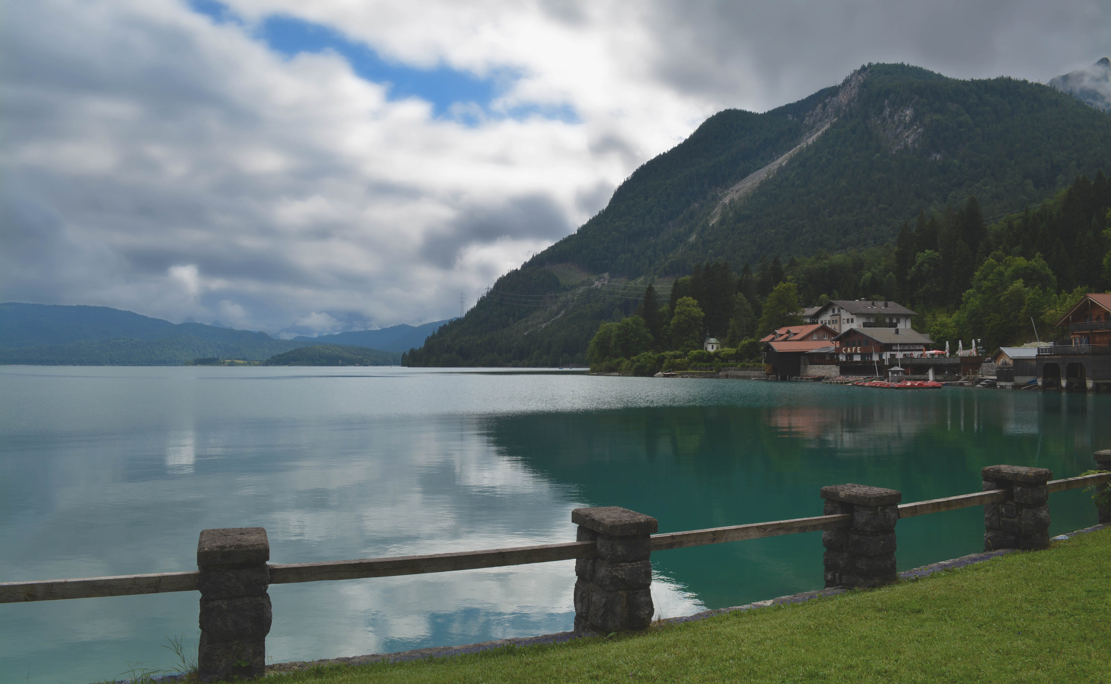 cloud - sky, mountian, idyllic, nature, trees, no people, 4K, non-urban scene, tranquil scene, mountain, mountain range, built structure, sky, water, transportation, HD Wallpaper
