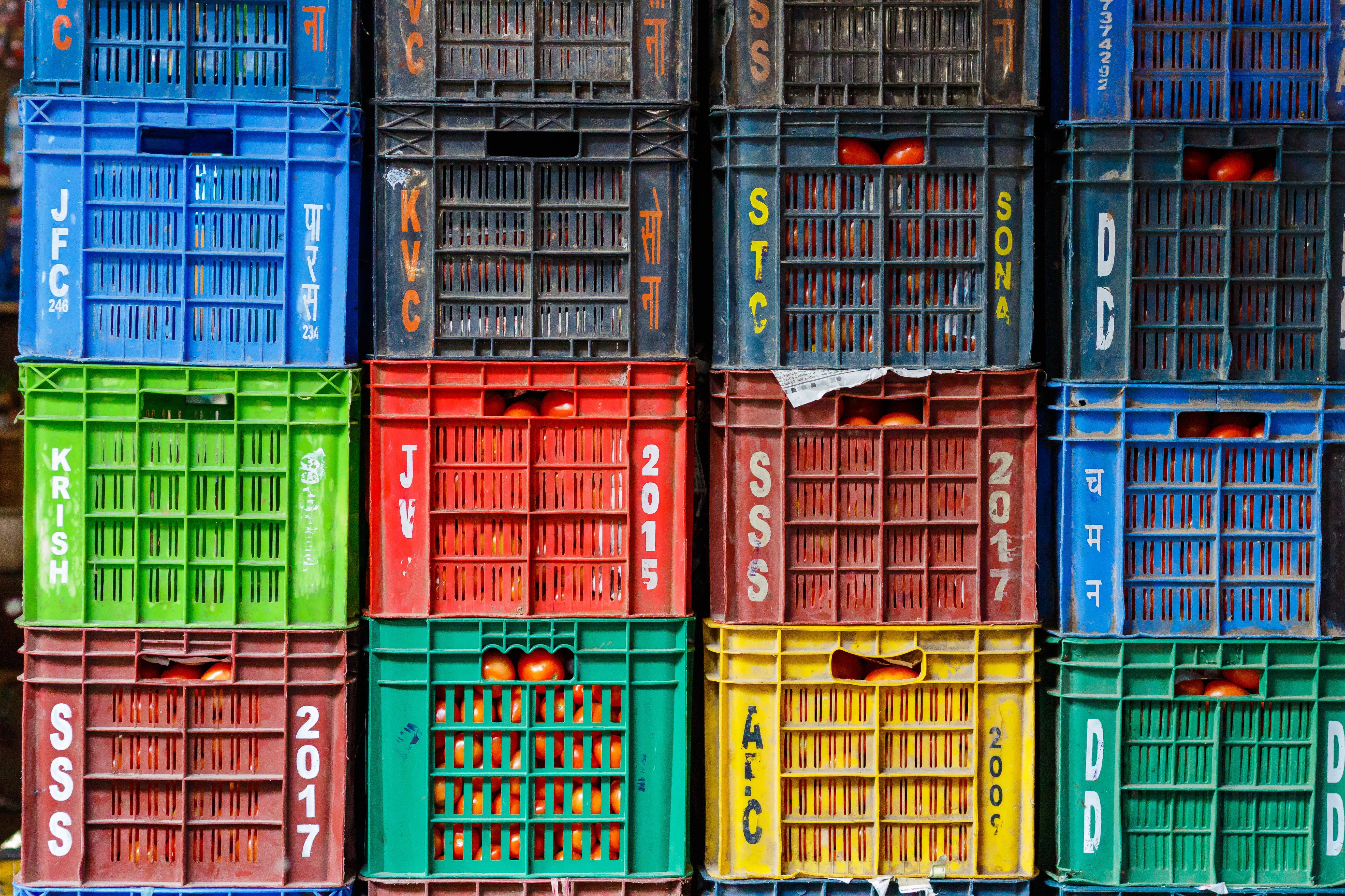 day, choice, metal, shipping, vibrant color, fresh, restaurant, architecture, cooking, rack, red, food, lot, building, 5K, outdoors, abundance, racks, HD Wallpaper