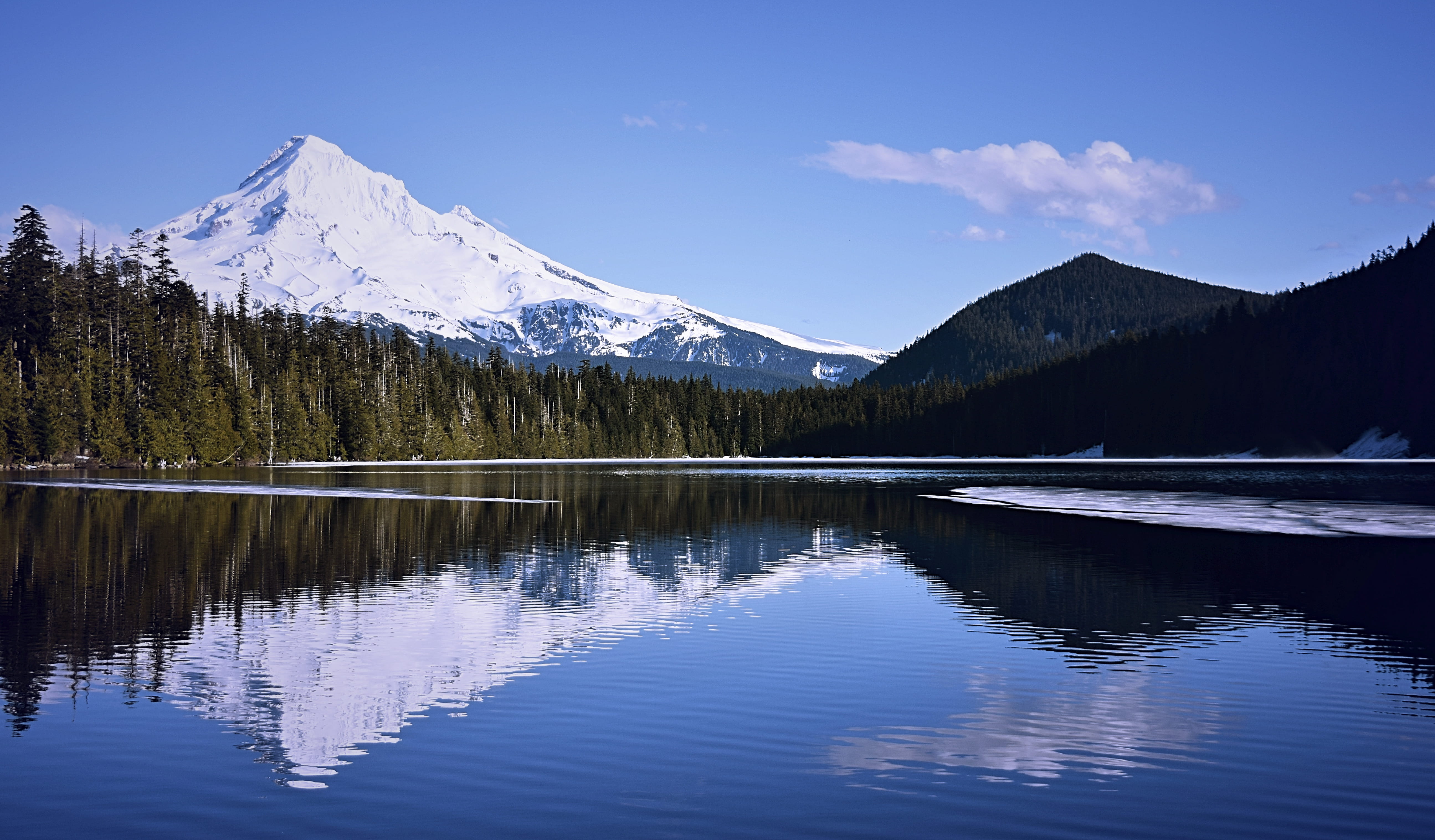 oregon, united states, formation, reflection, us, cliff, landscape, rock, reflection lake, environment, sky, water, cold temperature, coniferous tree, river, HD Wallpaper