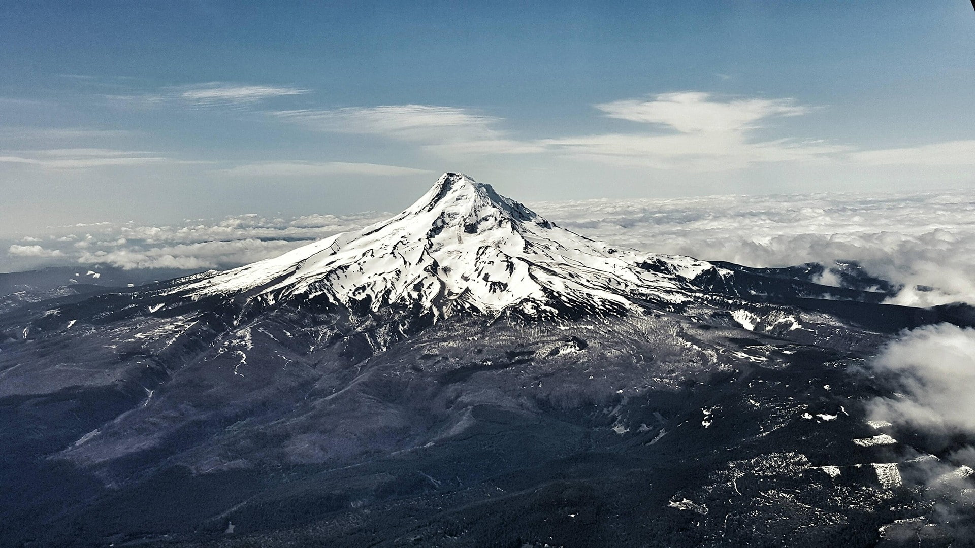 clouds, Mount Hood, snow, Oregon, 1080P, landscape, HD Wallpaper