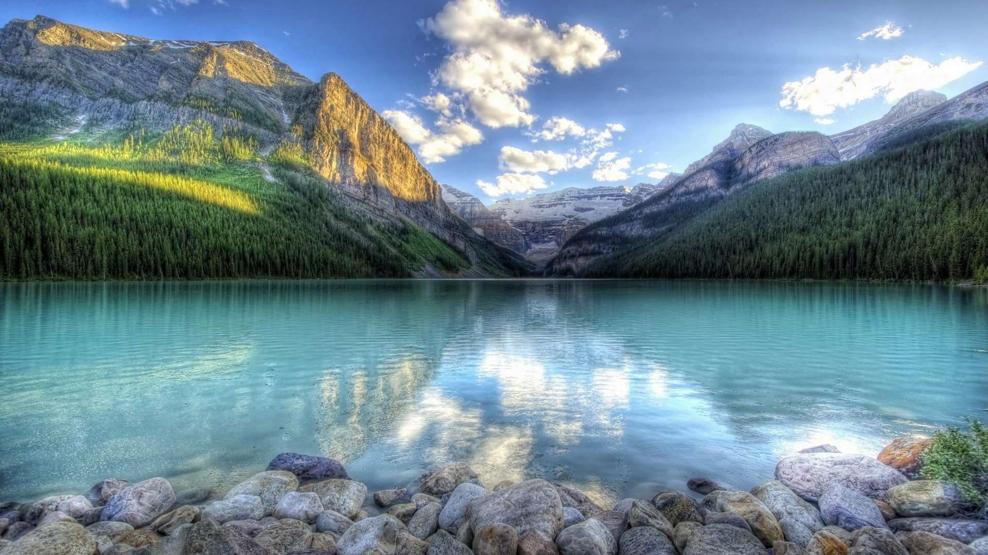 canada, turquoise, tree, scenics - nature, sky, alberta, rock - object, idyllic, banff national park, national park, pine tree, day, turquoise colored, HD Wallpaper