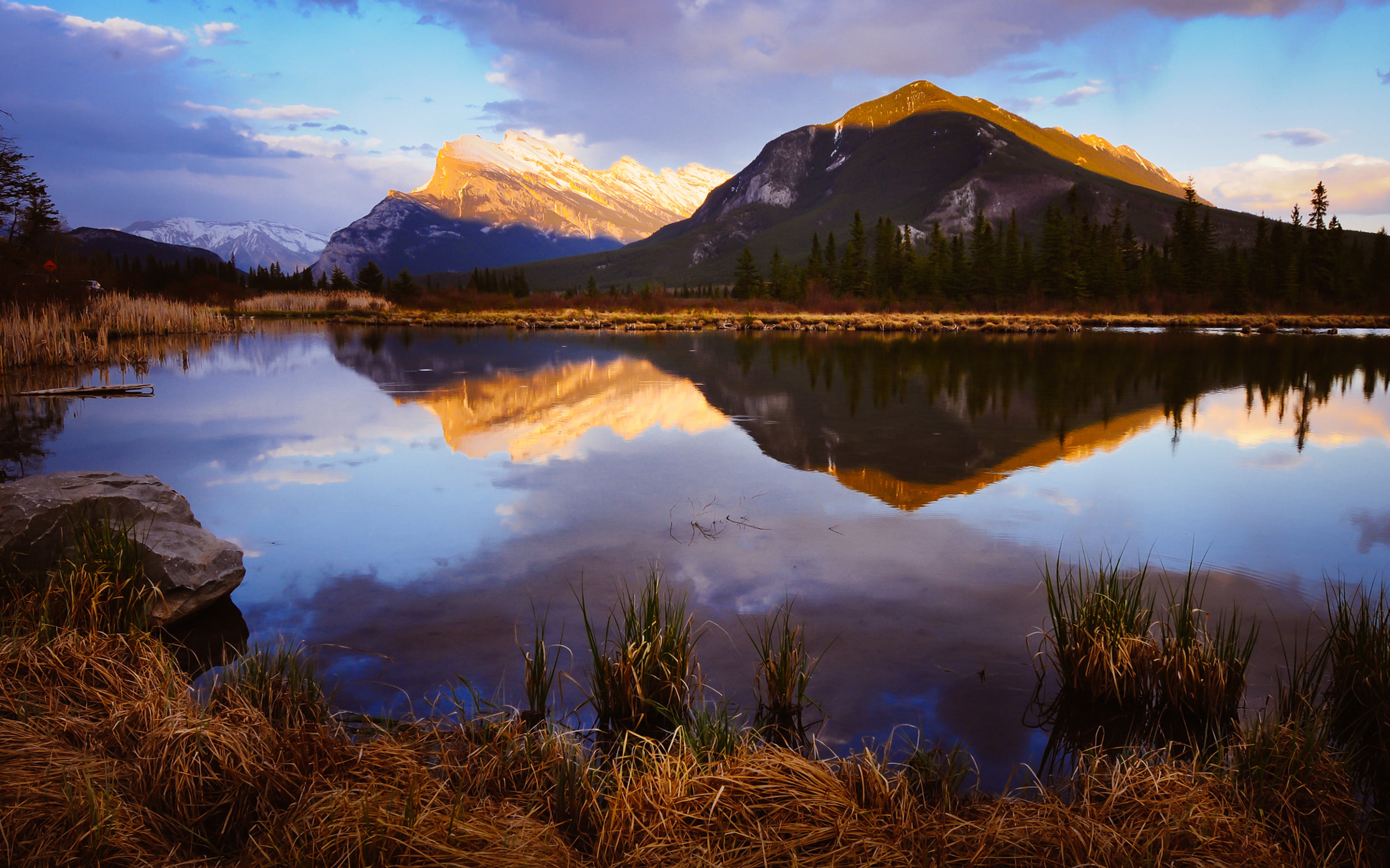 vermilion, nature, morning, banff, 4K, sunrise, landscape, best, lake, tablets, desktop, canada, hd, alberta, HD Wallpaper