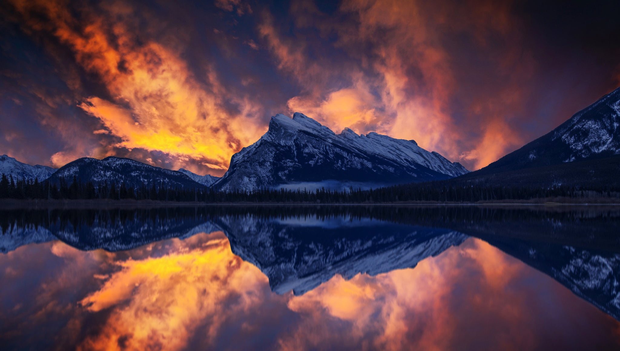 Banff, Vermilion Lake, the sky, John S, mountains, Canada, 1080P, HD Wallpaper