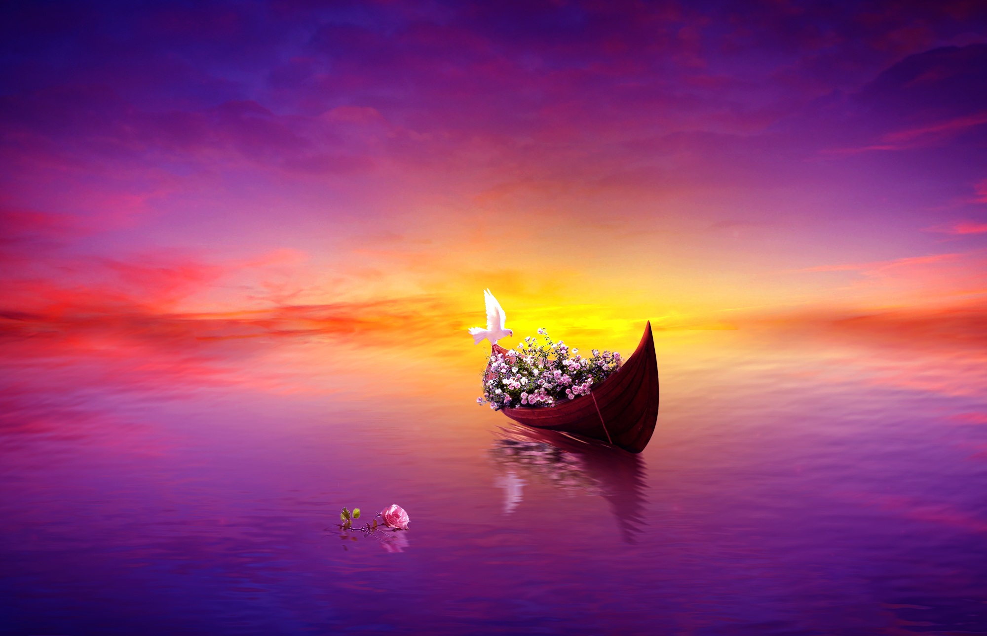 tranquil scene, illuminated, transportation, outdoors, reflection, tranquility, dusk, scenics - nature, purple, cultures, middle, water, sky, cloud - sky, HD Wallpaper