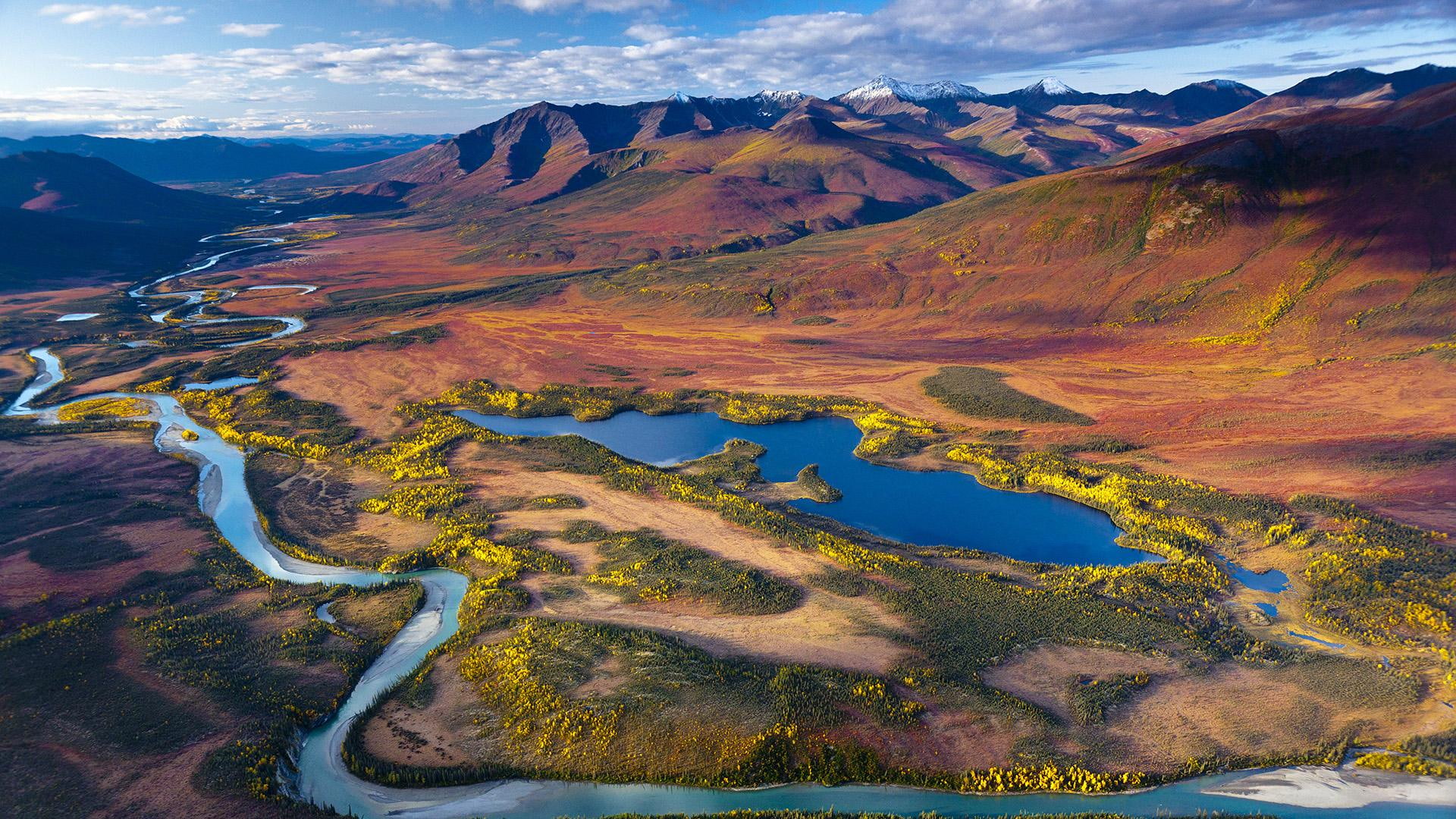 mountains, pond, 1080P, snake, colors, landscape, superb, valley, river, mountain, view, HD Wallpaper