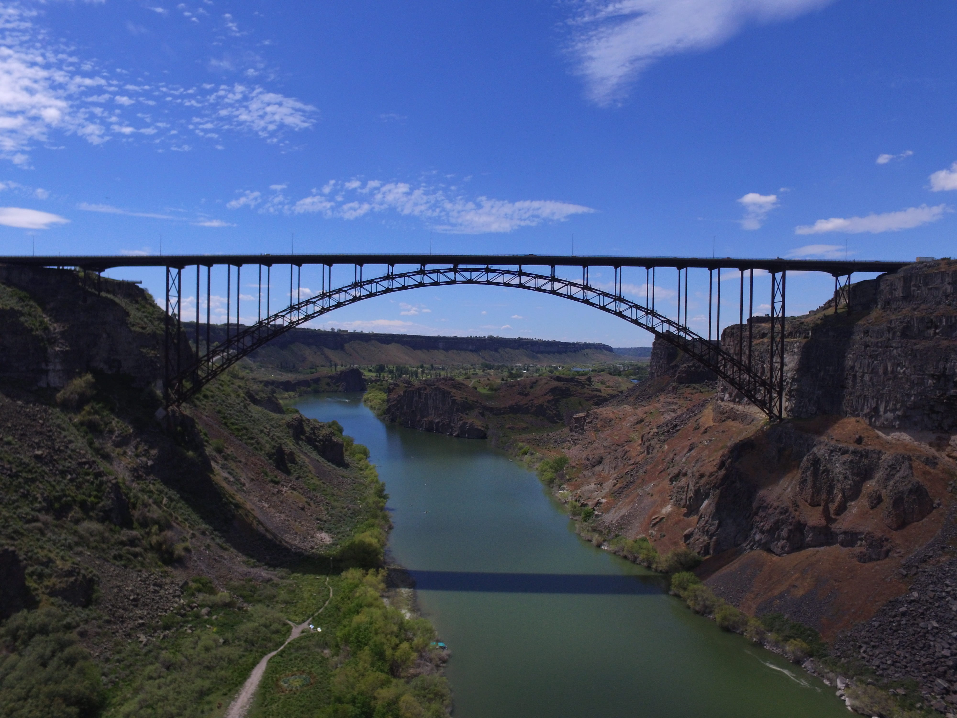 architecture, snake, day, bridge - man made structure, twin falls, nature, connection, sky, idaho, arch, river, transportation, scenics - nature, engineering, HD Wallpaper