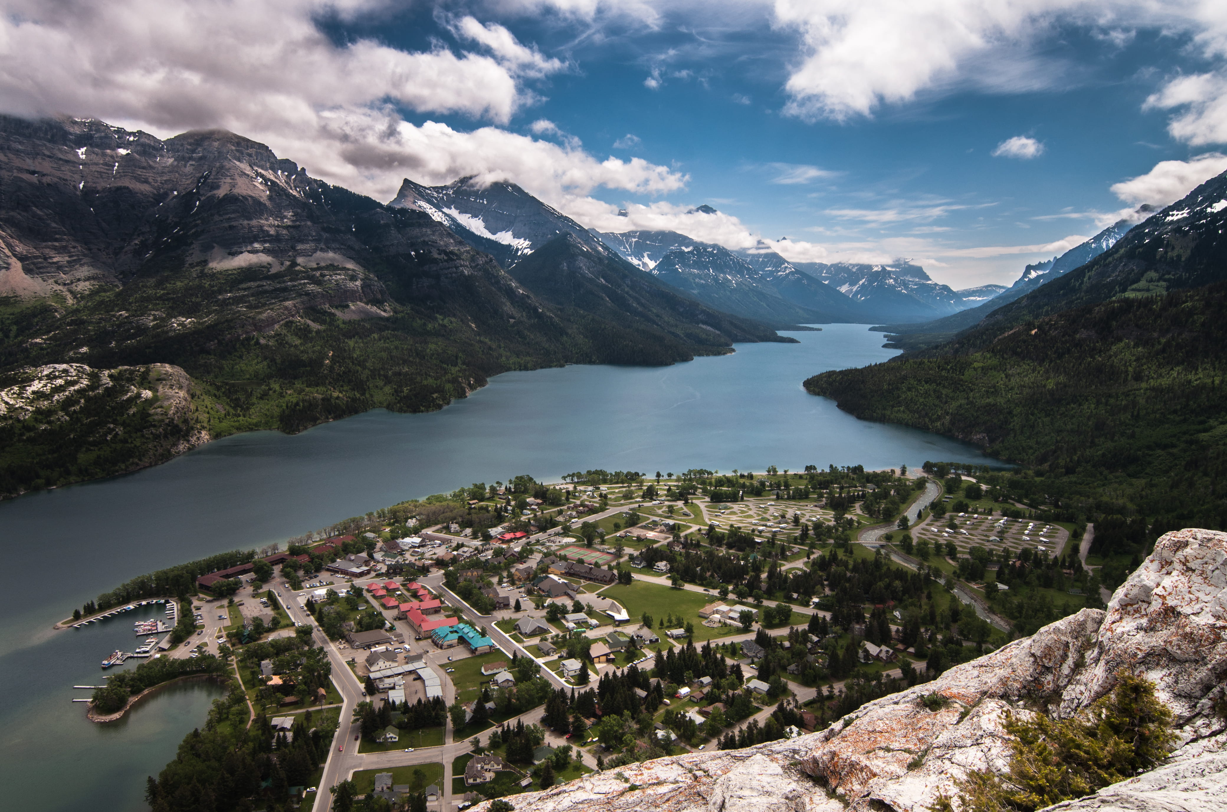 landscape, cloud, port, aerial, cloud - sky, building exterior, tranquility, photo, body, sky, blue, built structure, village, nature, town, valley, architecture, HD Wallpaper