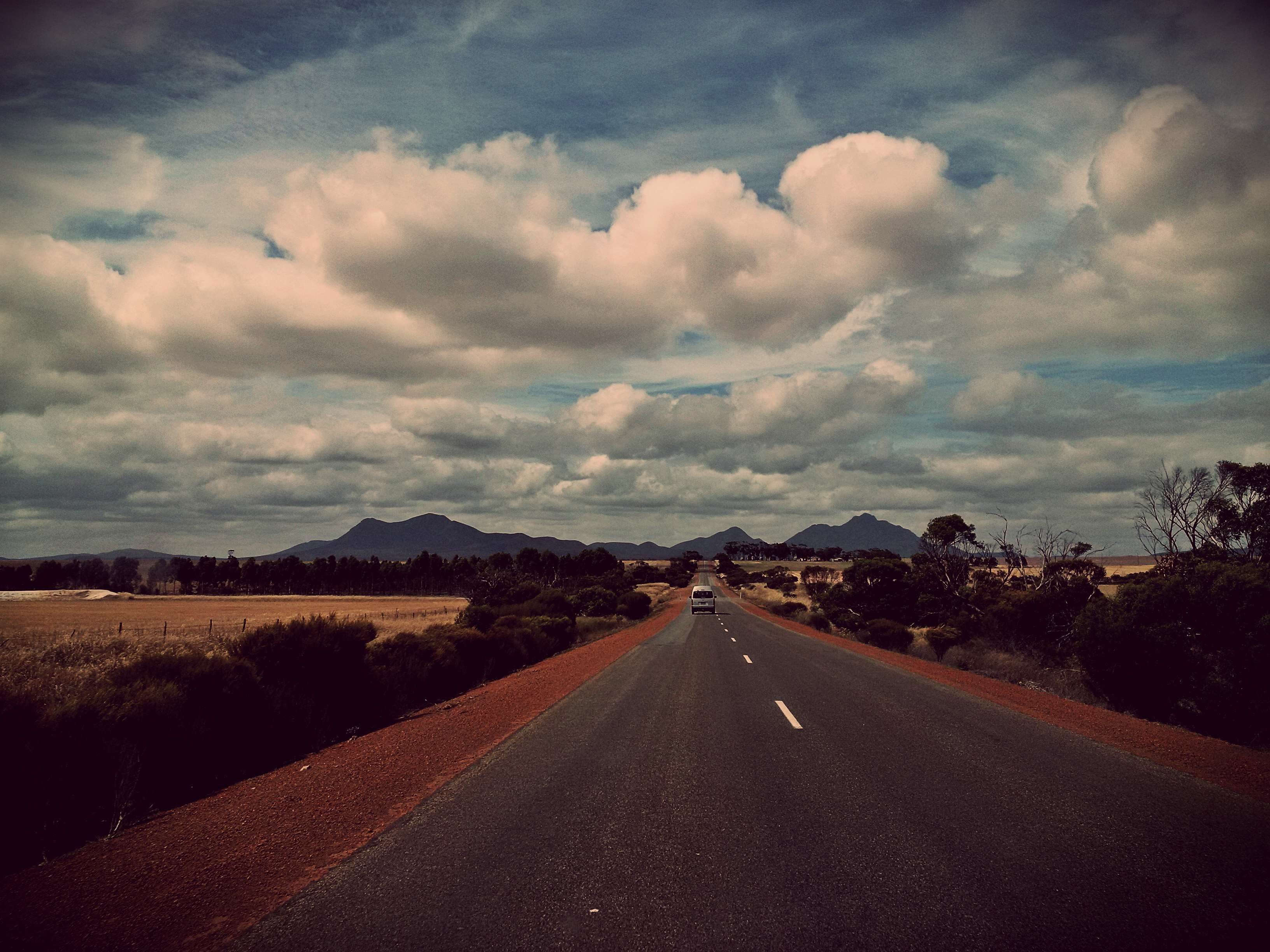 direction, outdoors, southern western australia, tranquility, road trip, sign, no people, diminishing perspective, sky, 2K, dividing line, cloud - sky, HD Wallpaper