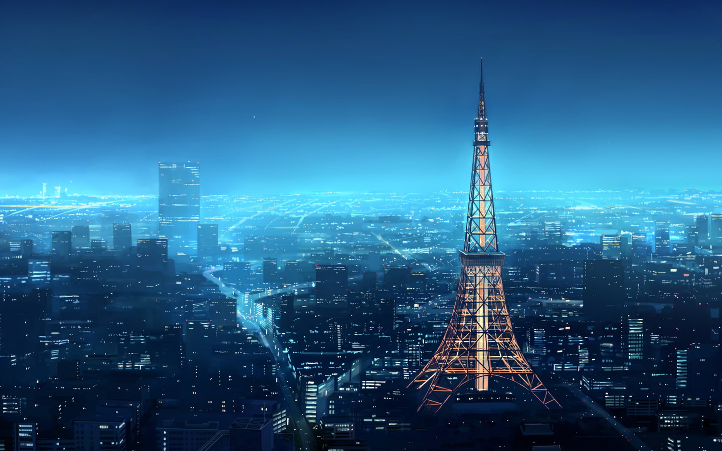 720P, Japan, Tokyo Tower, anime, Shirosaki Otoha, landscape, HD Wallpaper