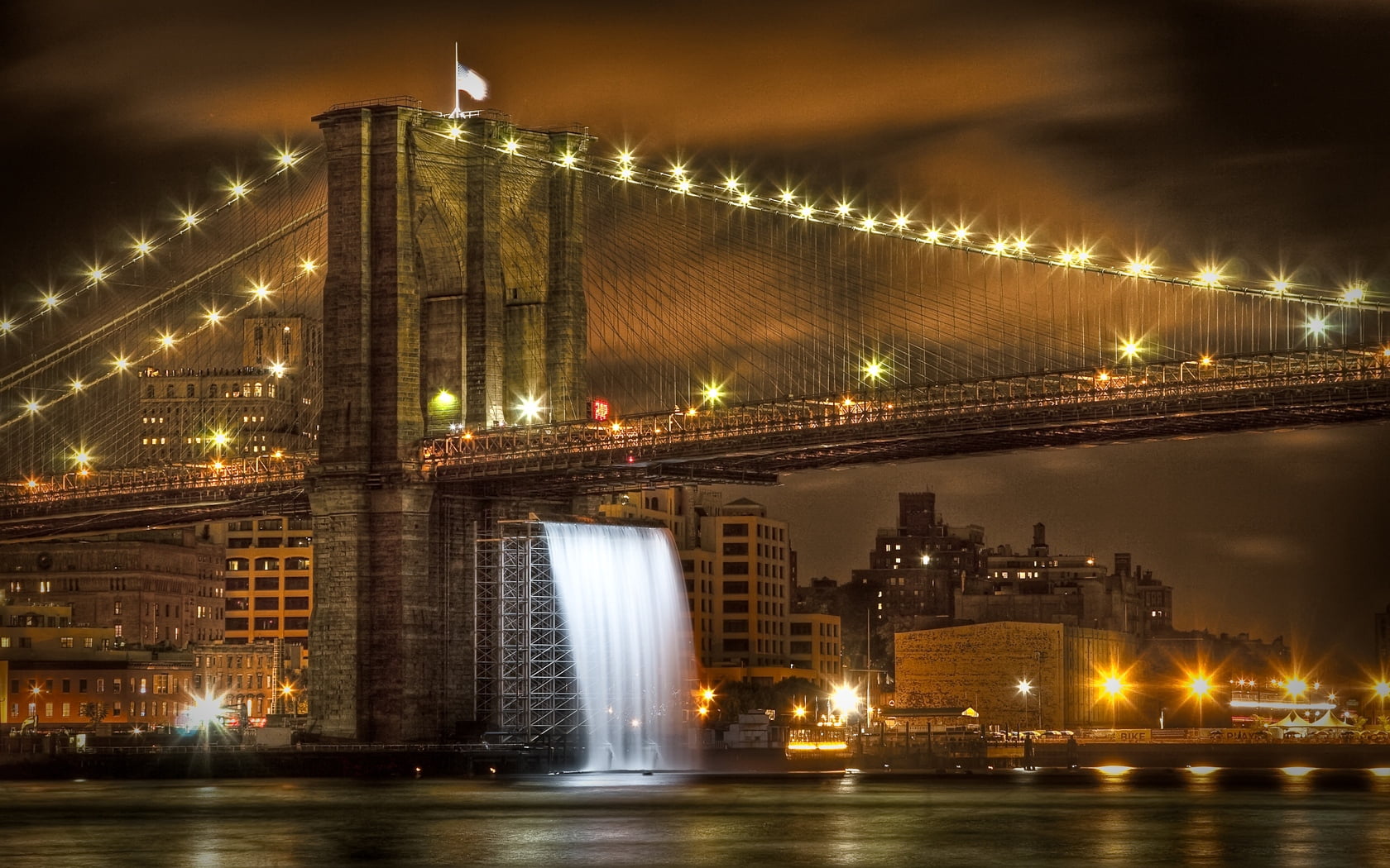 travel, built Structure, motion, new York State, downtown District, manhattan - New York City, sky, new York City, no People, 720P, waterfall, dumbo, brooklyn, HD Wallpaper