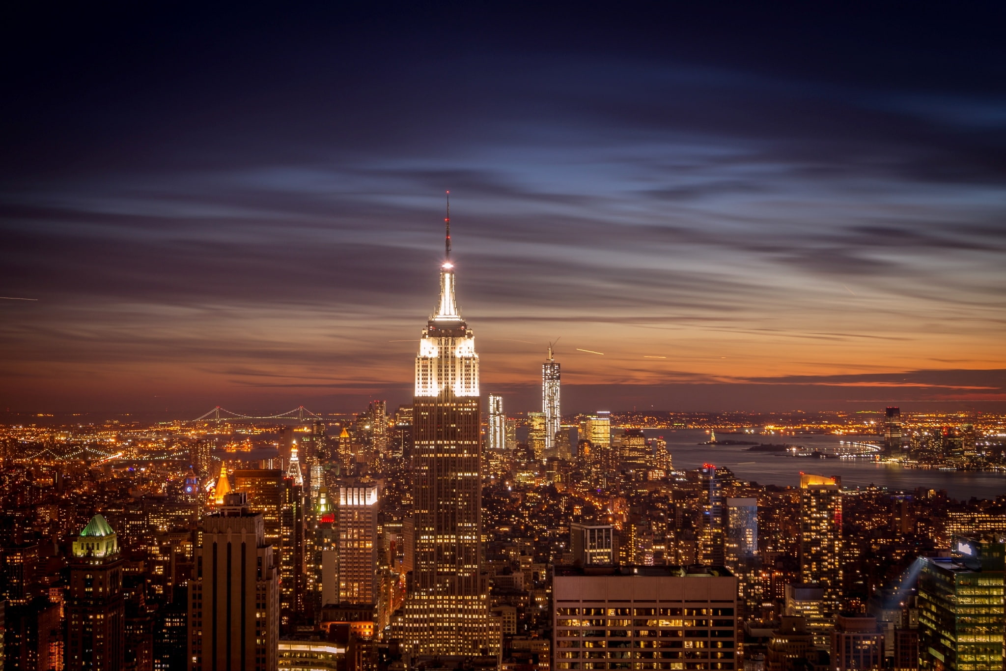 freedom Tower - New York, aerial View, high Angle View, building, panoramic, 1080P, skyscrapers, Empire State Building, view, international Landmark, tourism, HD Wallpaper