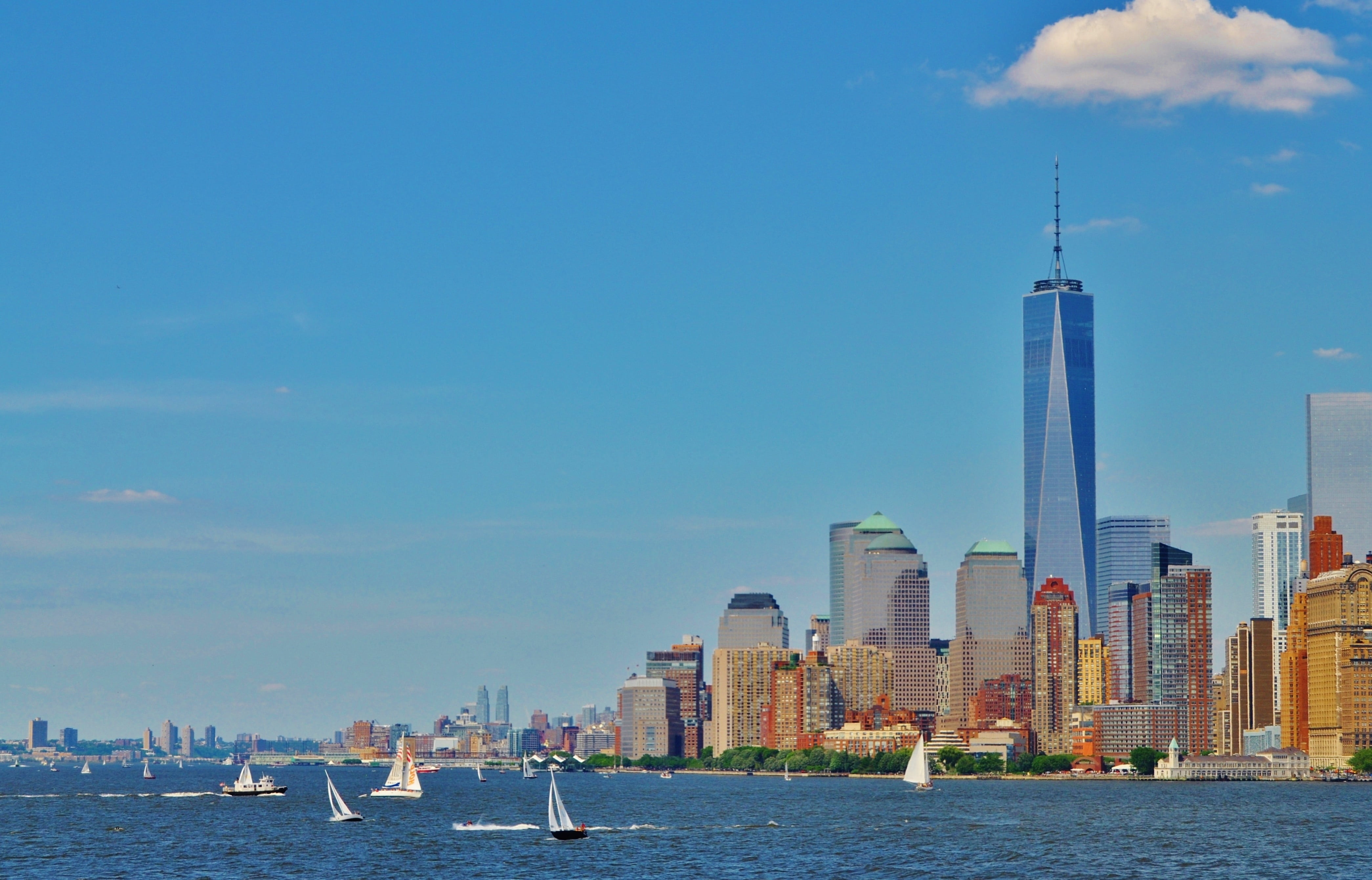 manhattan - New York City, manhattan, building, lower Manhattan, view, travel destinations, built Structure, famous Place, urban Skyline, world Trade Center - Manhattan, HD Wallpaper