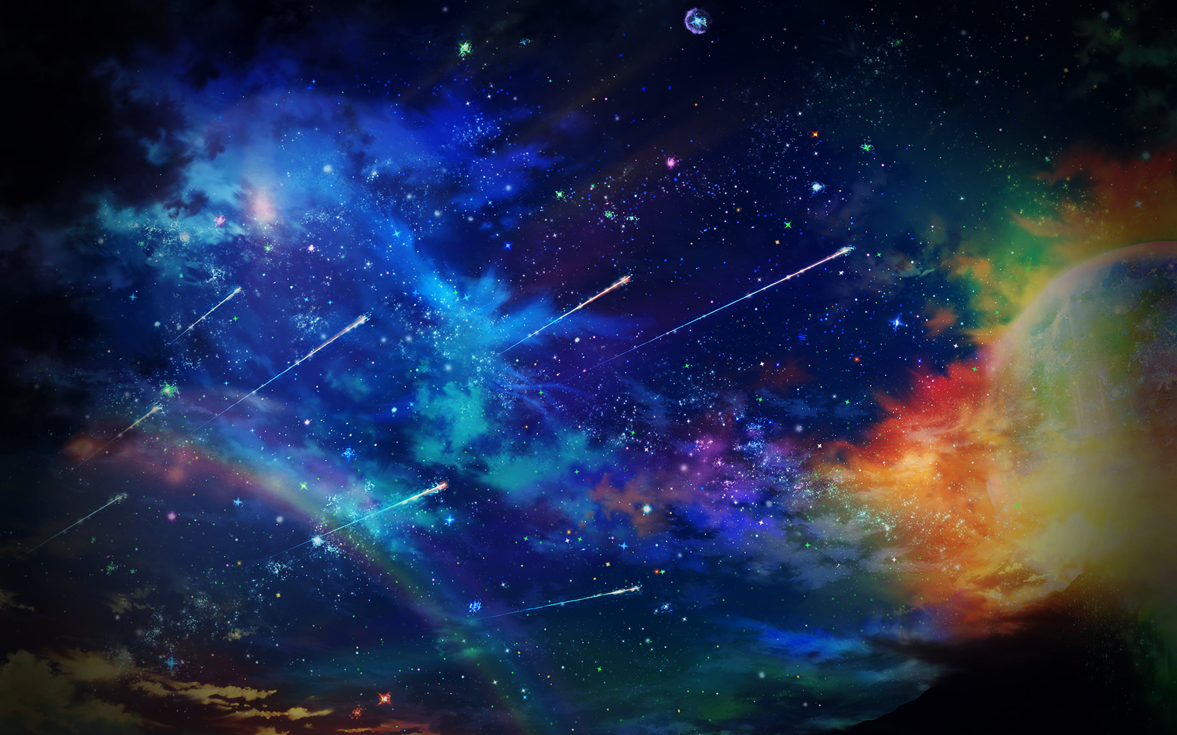 mystery, multi colored, outdoors, scenics - nature, star - space, blue, space exploration, astronomy, illuminated, beauty in nature, nature, low angle view, HD Wallpaper