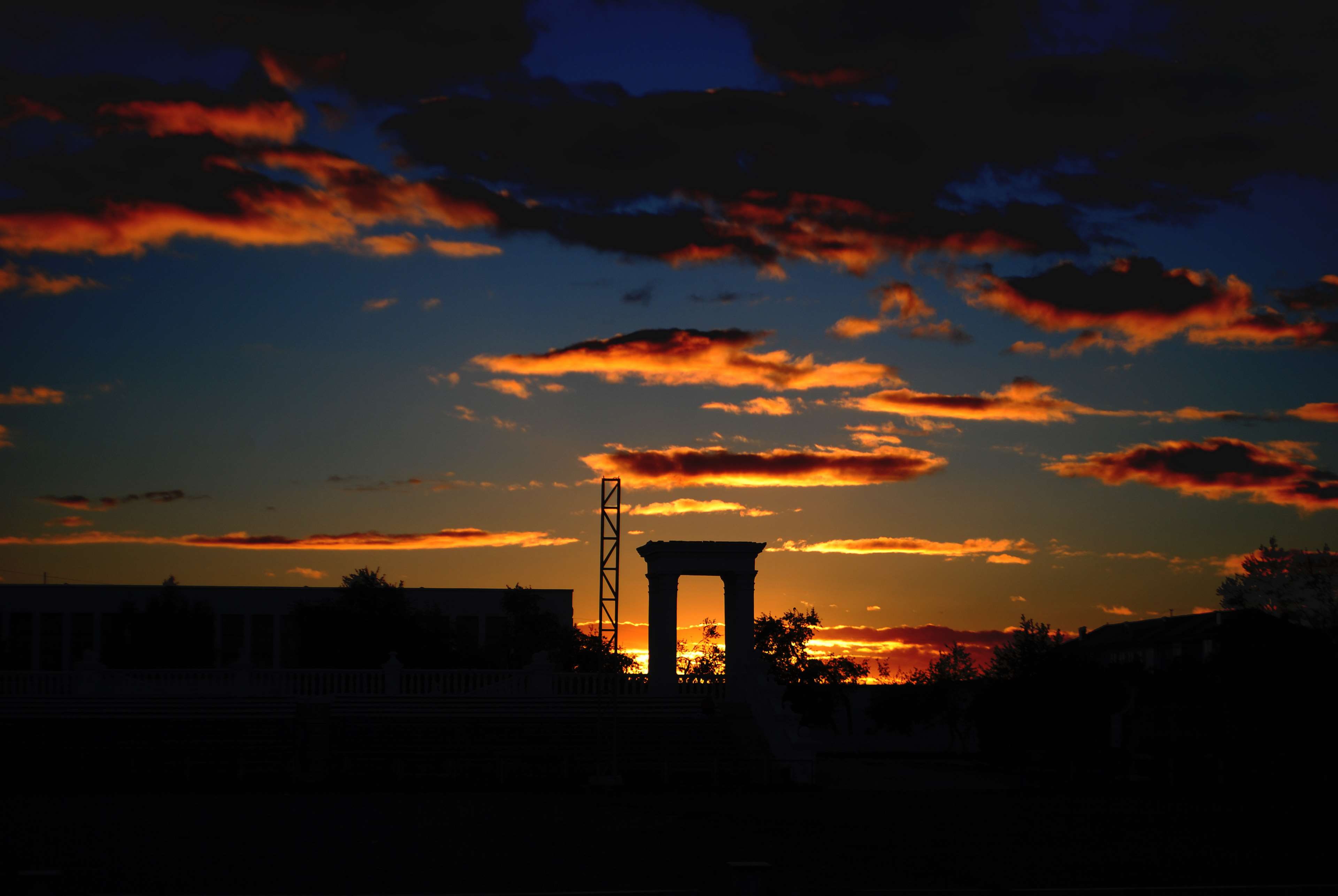 silhouette, tonight, city, the past, building exterior, sky, architecture, nature, architectural column, history, cloud - sky, outdoors, travel destinations, HD Wallpaper