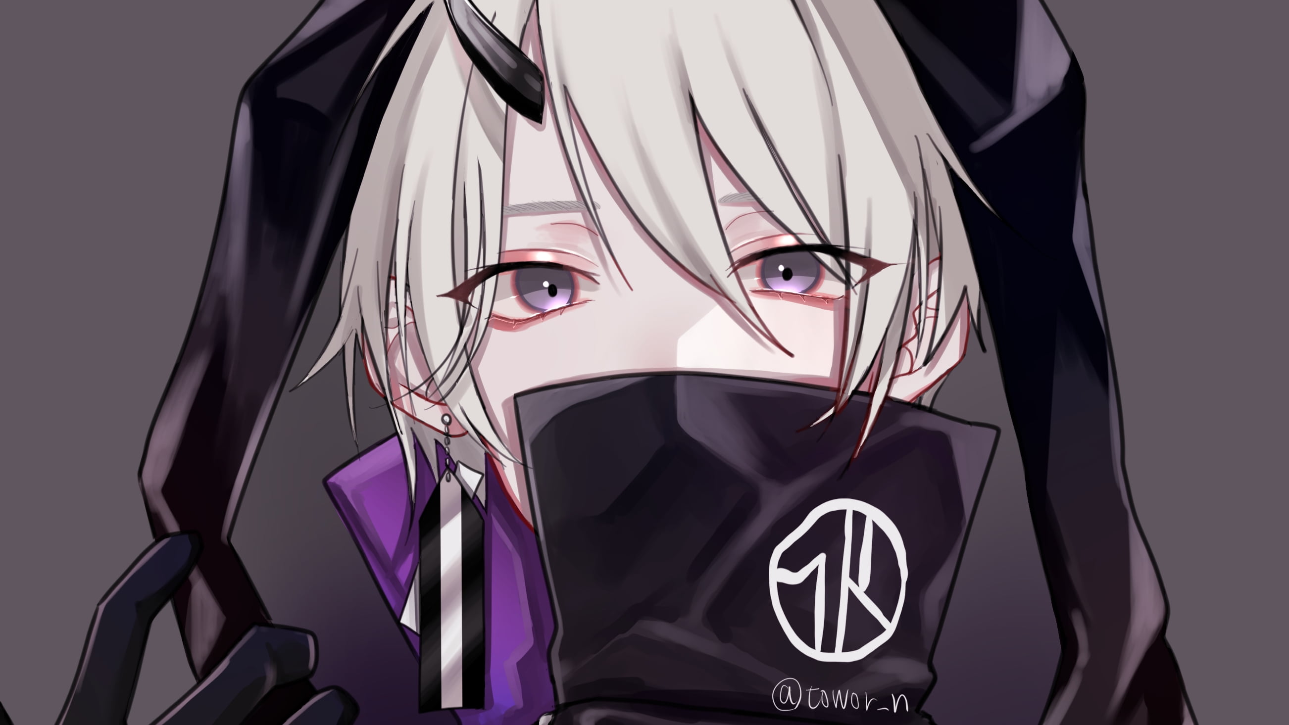 Grey Hair, Anime, Purple Eyes, Boy, 2K, Original, HD Wallpaper