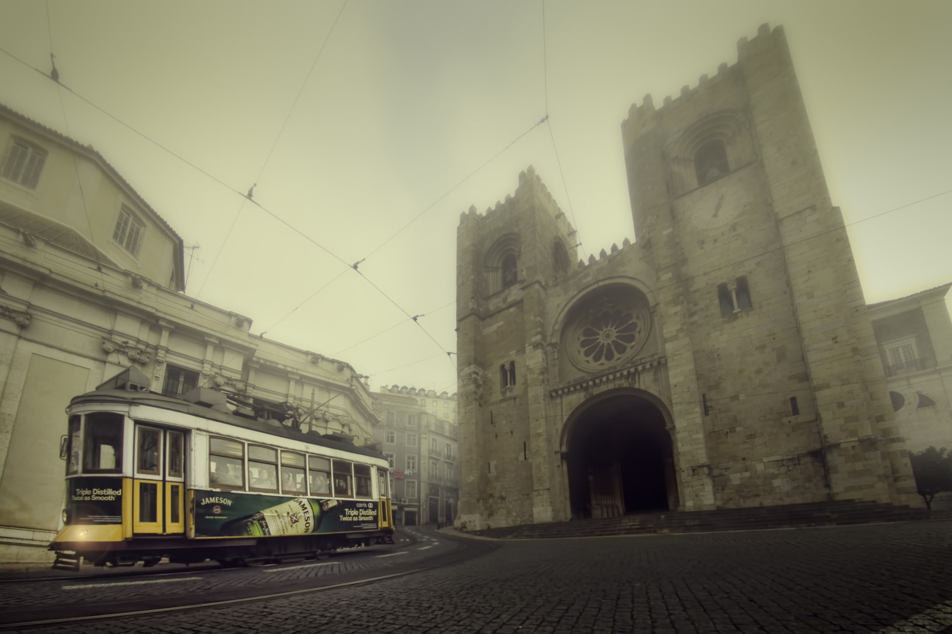 building exterior, sky, street, land vehicle, architecture, building, city, rail transportation, travel, nature, tram, the past, no people, transportation, HD Wallpaper